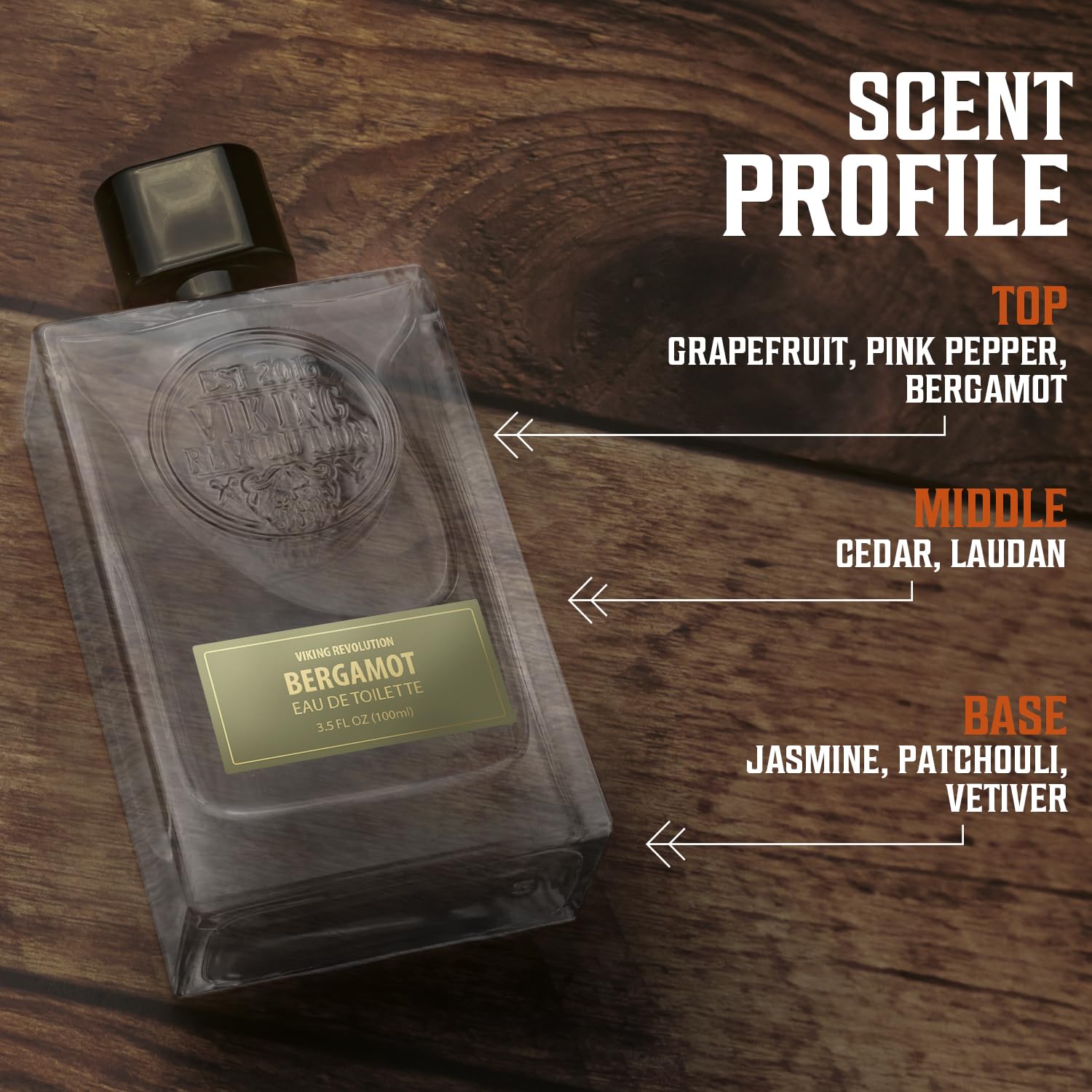 Viking Revolution Bergamot Cologne for Men — Long-Lasting Citrus with Bergamot, Jasmine & Patchouli