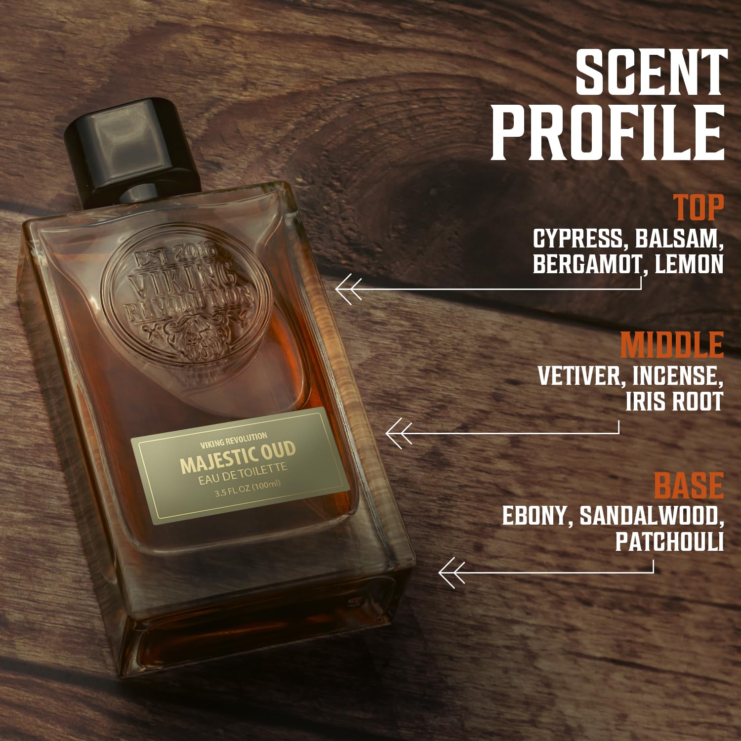 Viking Revolution Majestic Oud Cologne for Men – Long-Lasting Woody Eau de Toilette 3.5 fl oz