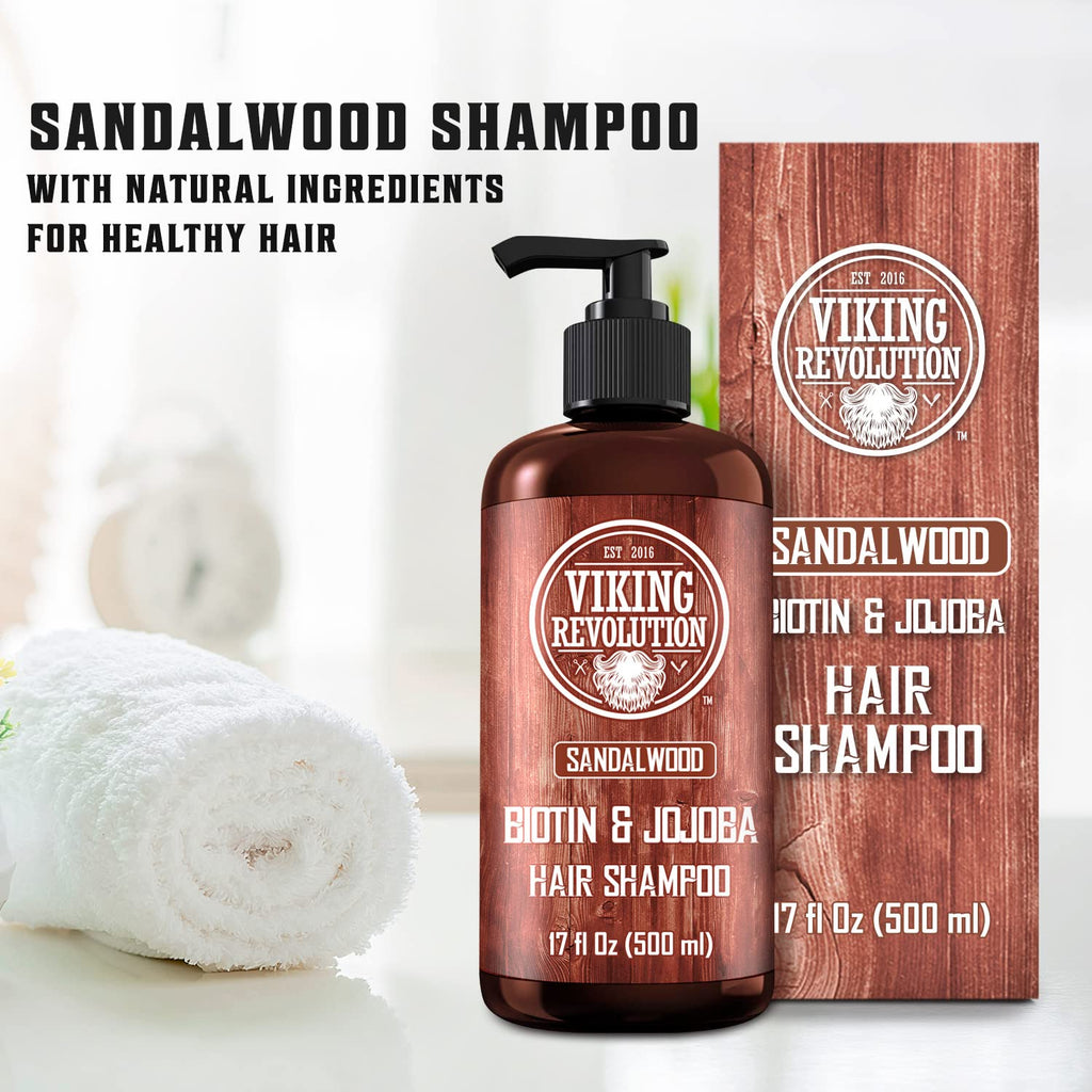 Viking Revolution Sandalwood Shampoo with Biotin & Jojoba Oil – 17 Oz