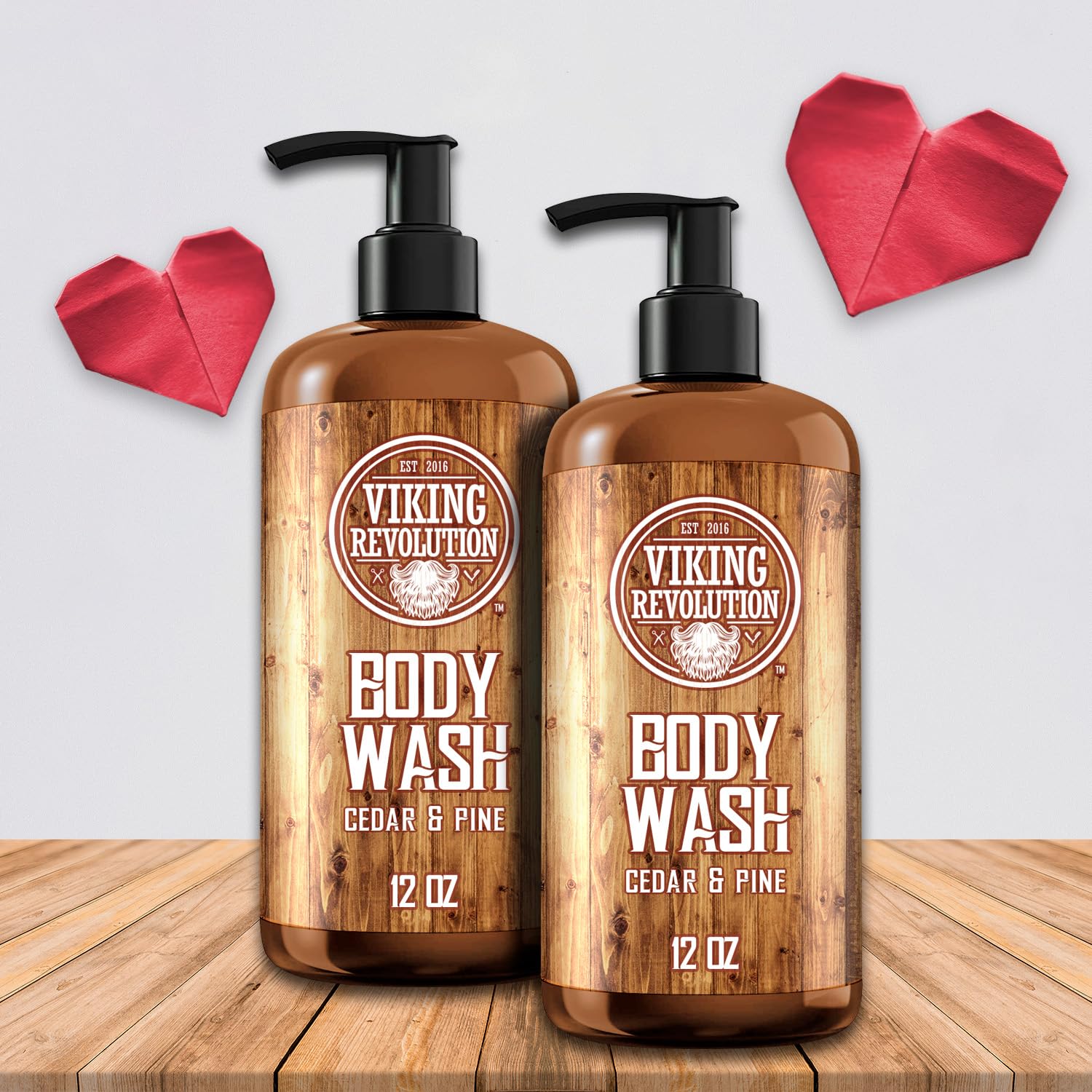 Viking Revolution Men's Cedar & Pine Body Wash – Vitamin E & Oregano Oil, 2-Pack