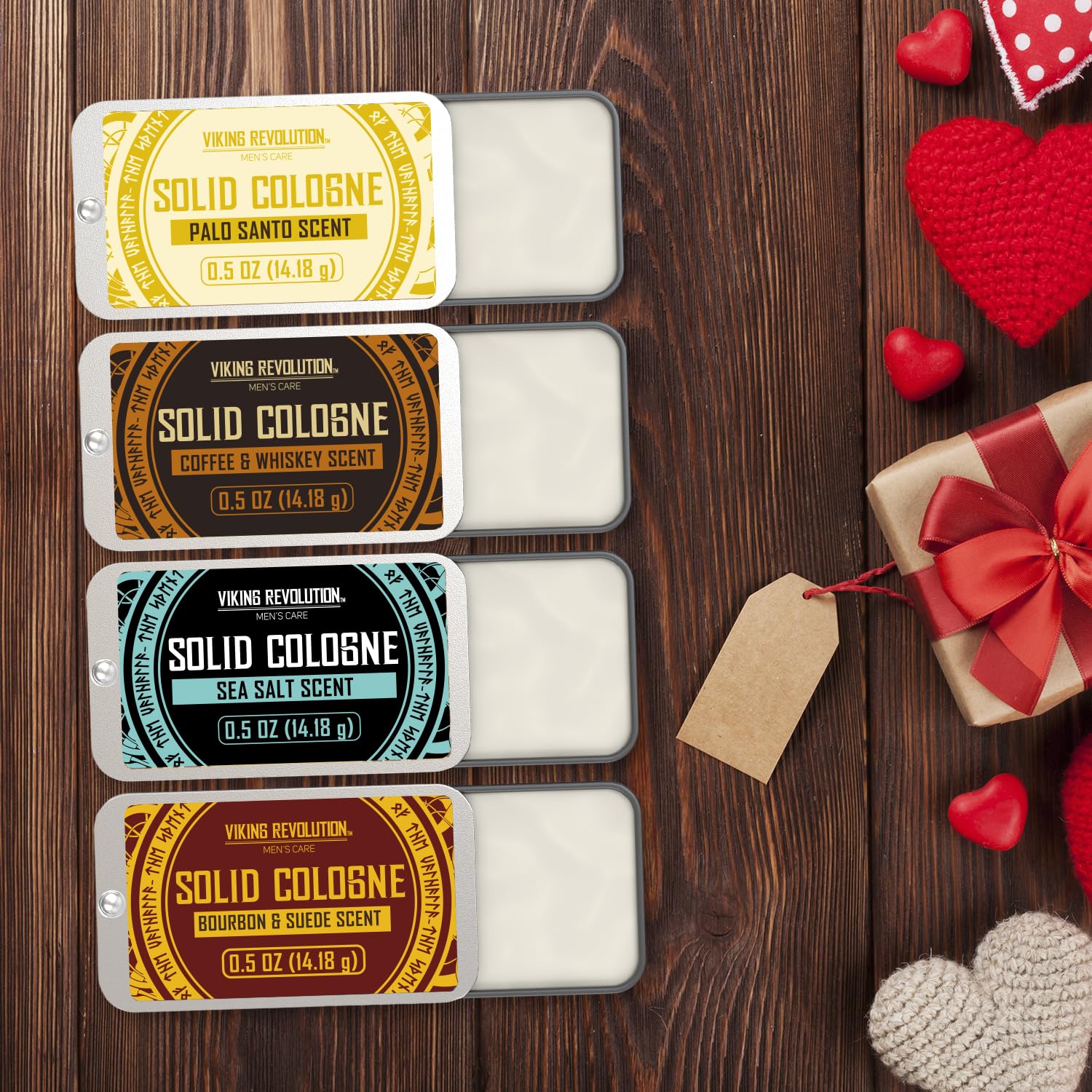 Viking Revolution 4 Pack Solid Cologne for Men – Travel Size Gift Set (0.5 oz each)