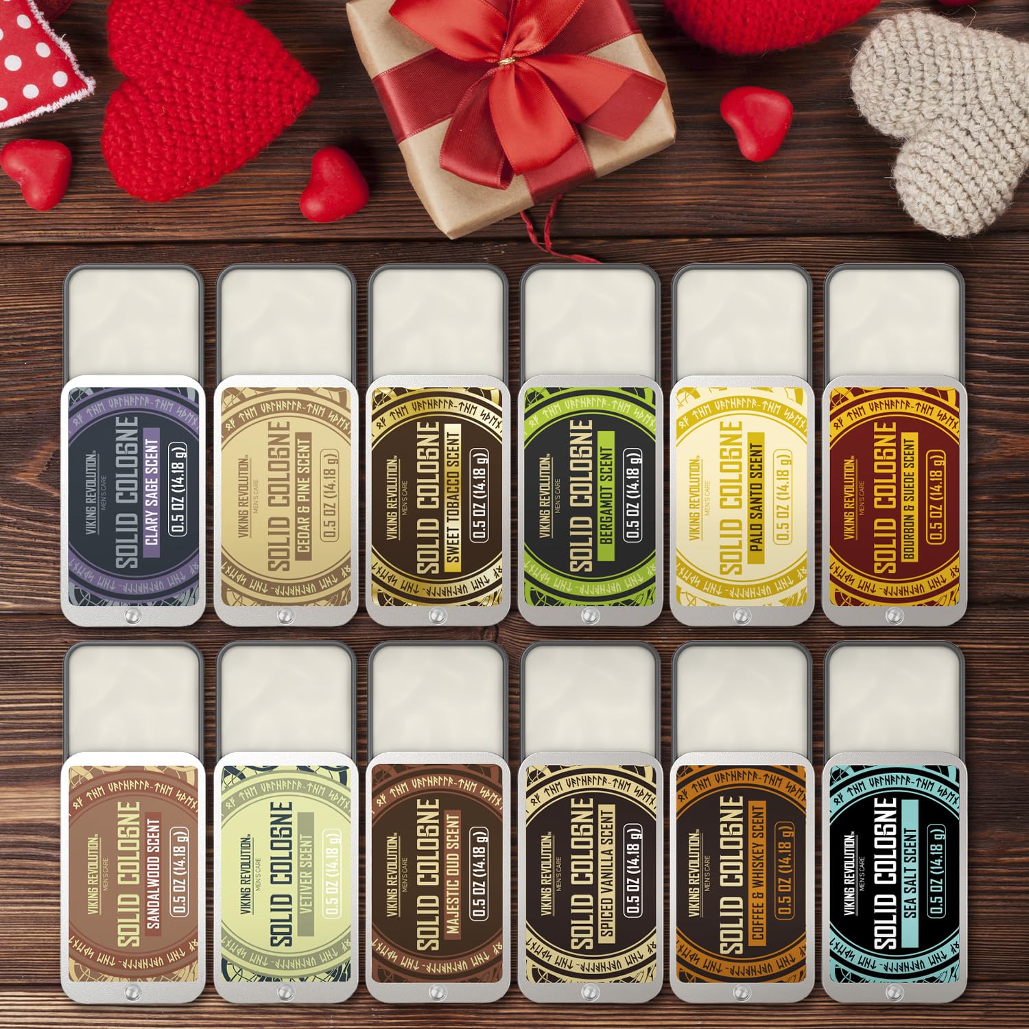 Viking Revolution Solid Cologne 12-Pack for Men – Travel Size Gift Set