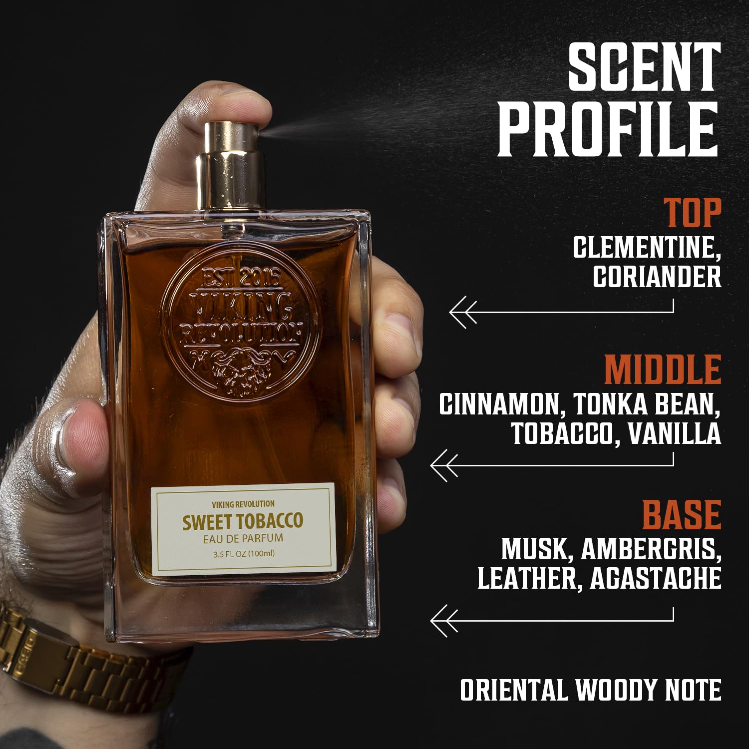 Viking Revolution Sweet Tobacco Cologne for Men – Eau de Parfum | Tonka Bean, Clementine, Cinnamon, Vanilla, Tobacco