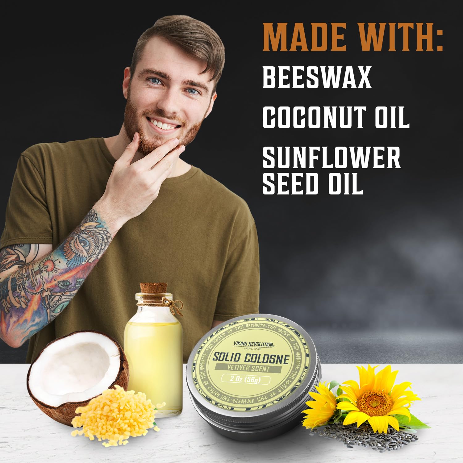 Viking Revolution Vetiver Mens Solid Cologne 2oz – Travel-Ready Vetiver Balm