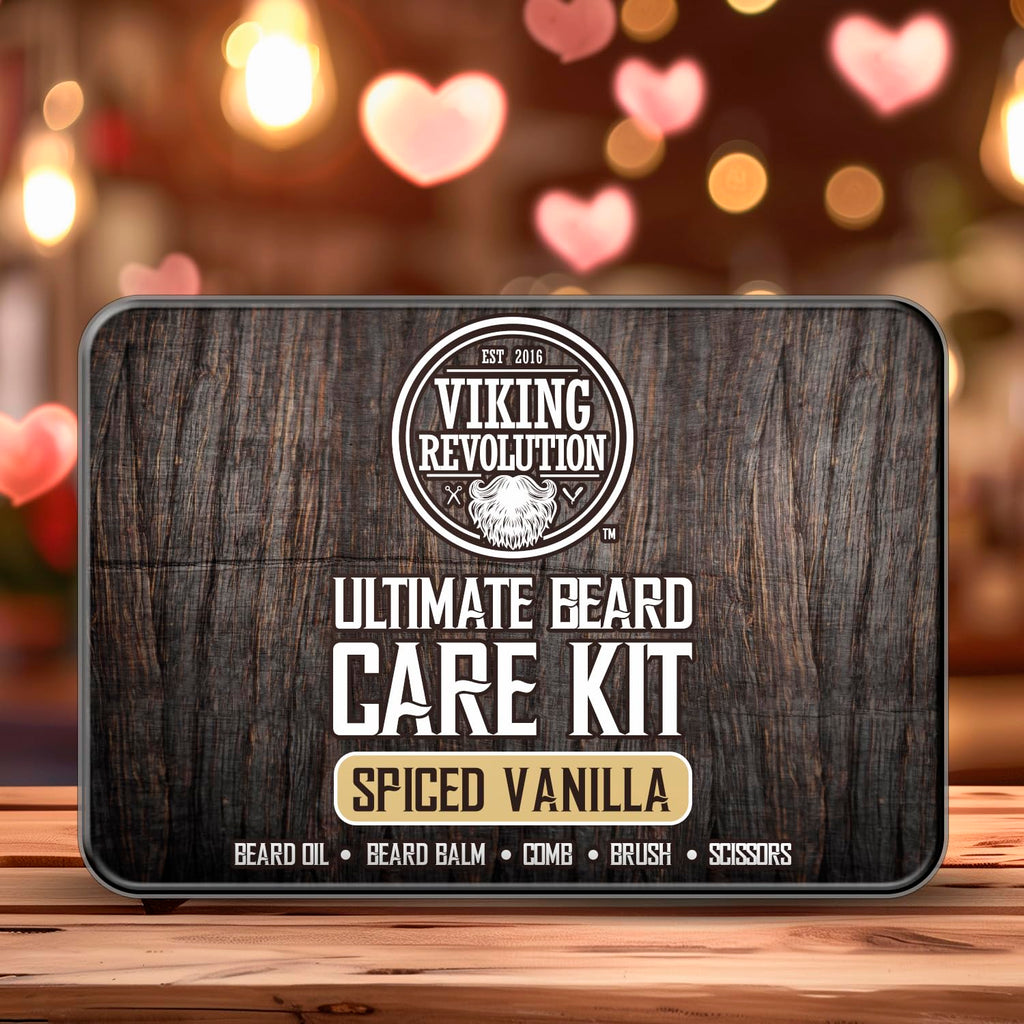 Viking Revolution Ultimate Beard Kit Spiced Vanilla – Beard Grooming Set for Men (Brush, Comb, Oil, Balm, Scissors)