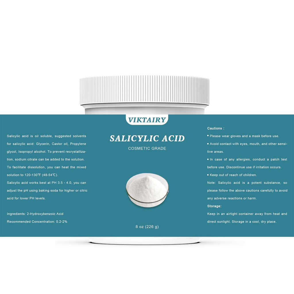 Viktairy Pure Salicylic Acid Powder (8 oz) – Cosmetic Grade BHA for DIY Skincare