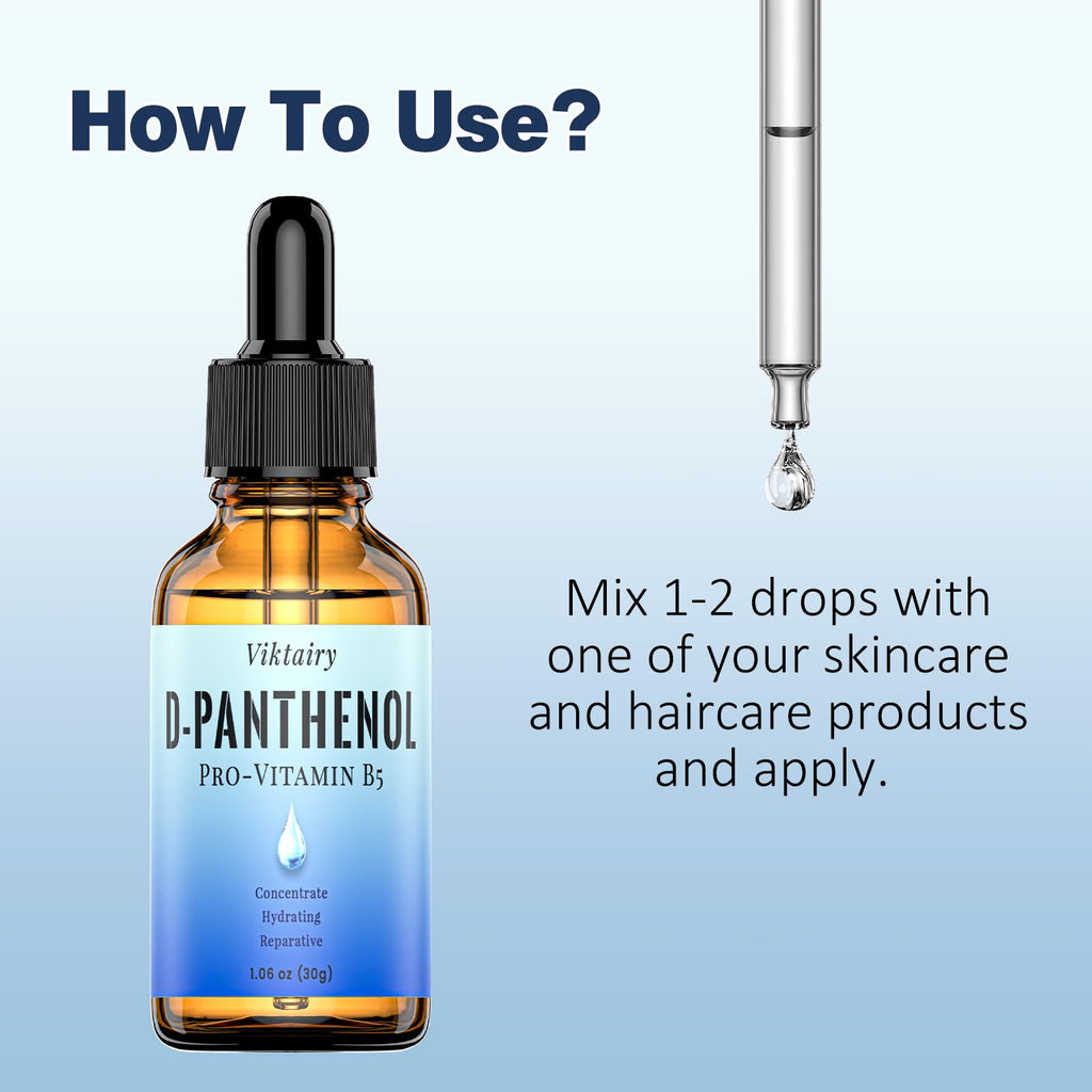 Viktairy D-Panthenol Liquid – Pro-Vitamin B5 for Skin Hydration (1oz/30g)