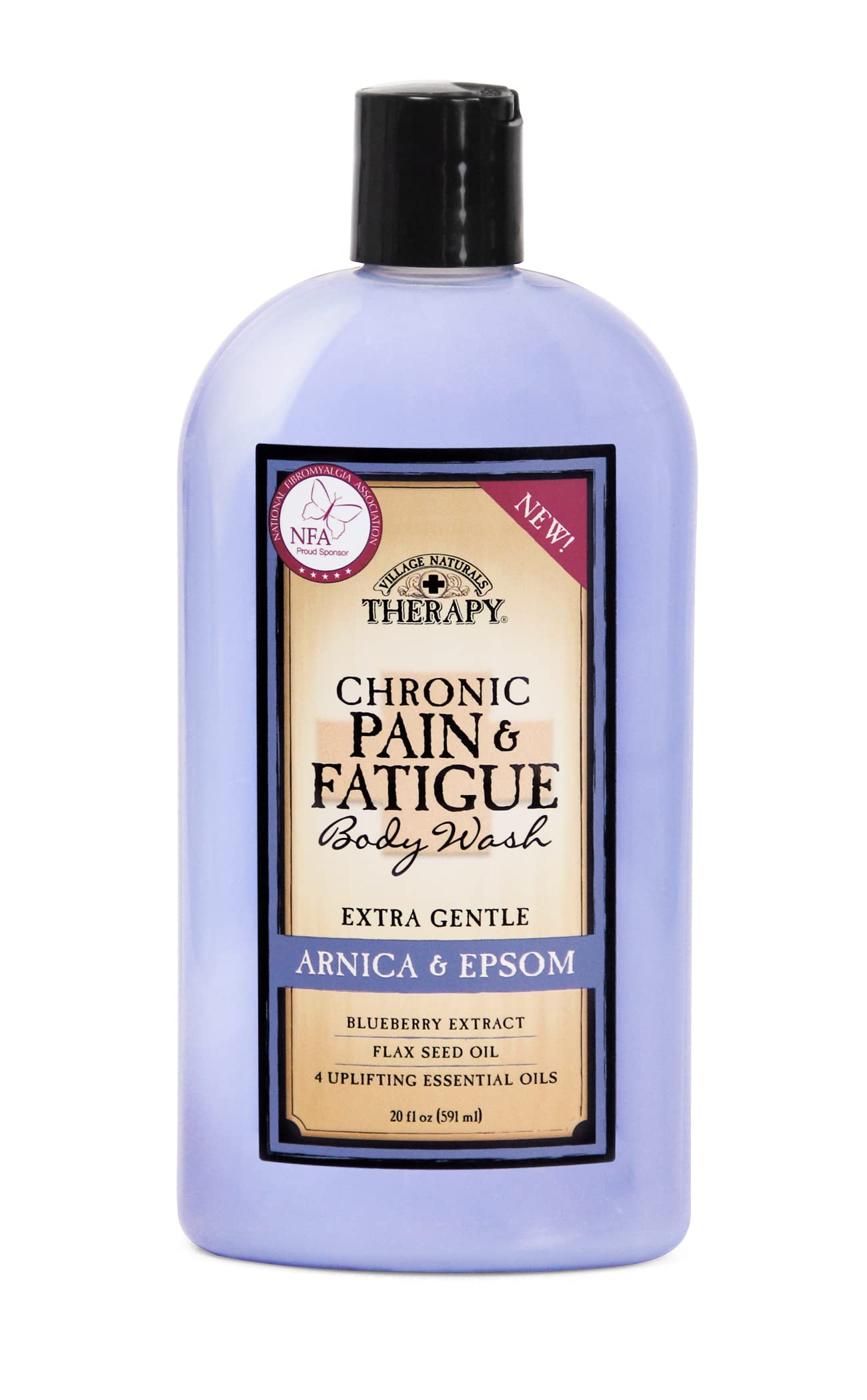Village Naturals Therapy Chronic Pain & Fatigue Body Wash – Arnica & Epsom, 20 fl oz