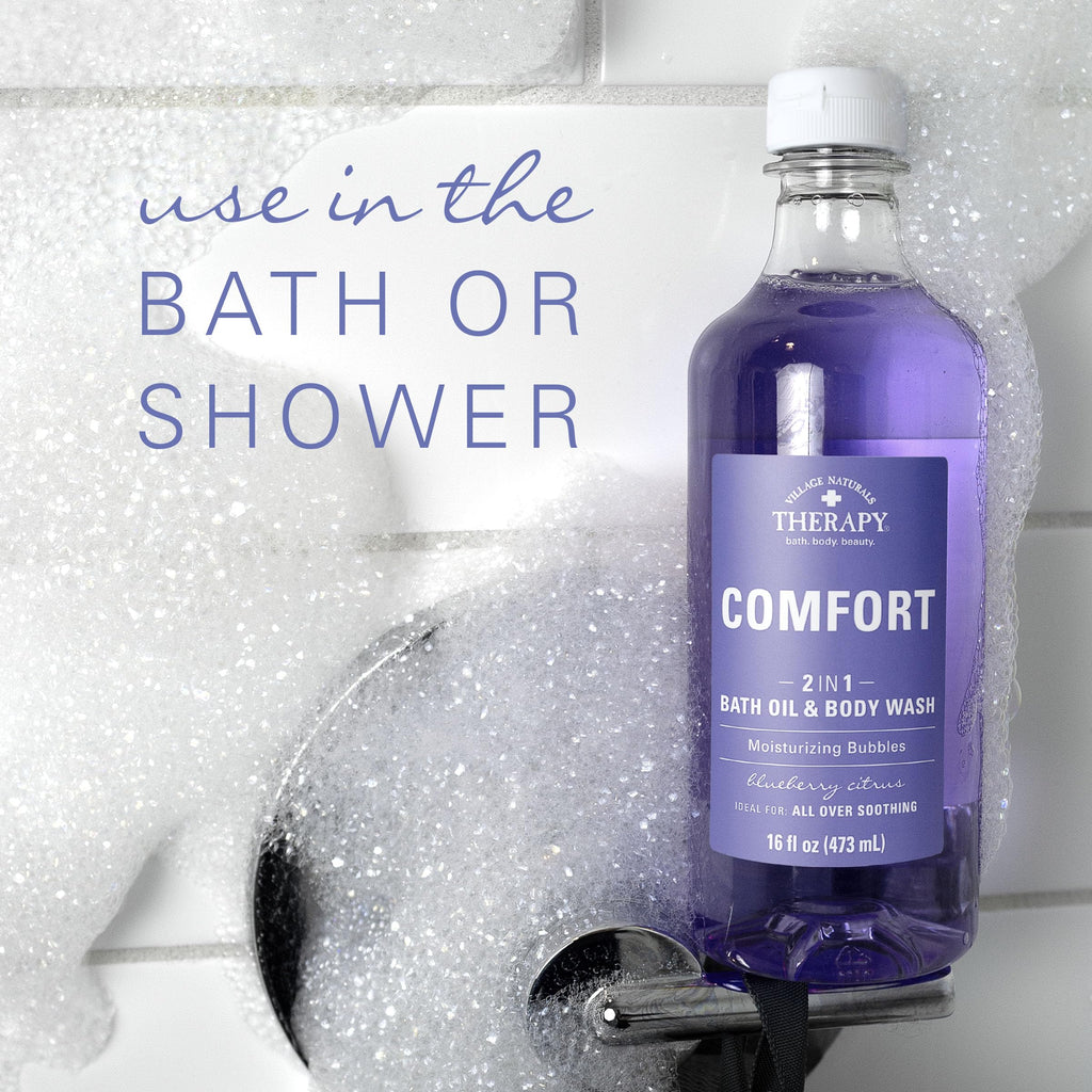 Village Naturals Therapy Comfort 2-in-1 Foaming Bath Oil & Body Wash - 16 oz, Pack of 4