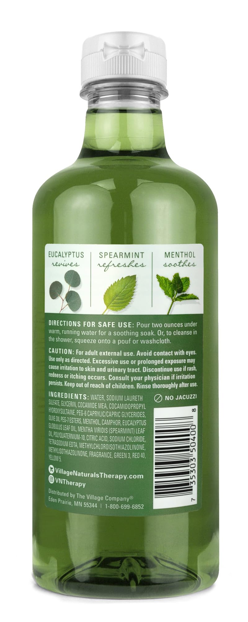 Village Naturals Therapy Muscle Foaming Bath Oil & Body Wash 2 Pack – 16 oz Each
