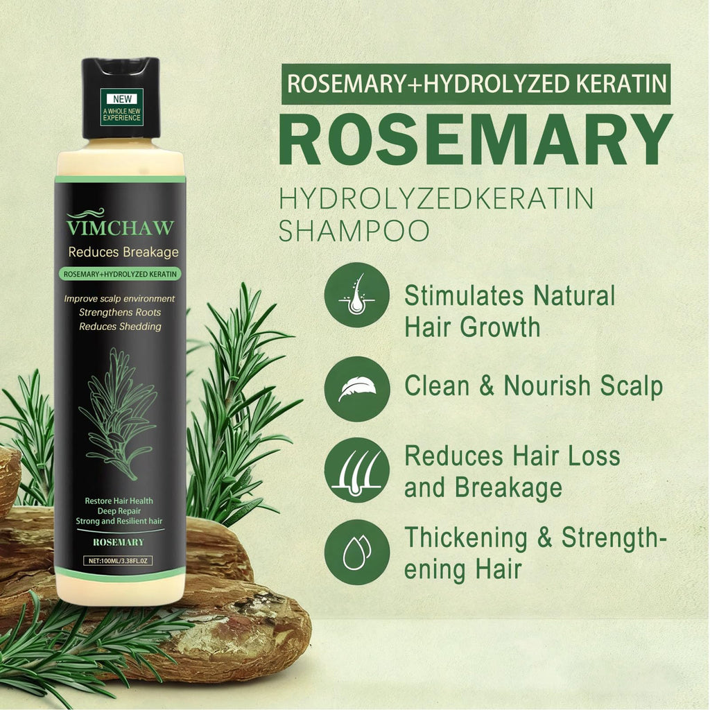 Vimchaw Organic Rosemary Hair Growth Shampoo for Thinning Hair | Strengthening with Hydrolyzed Keratin