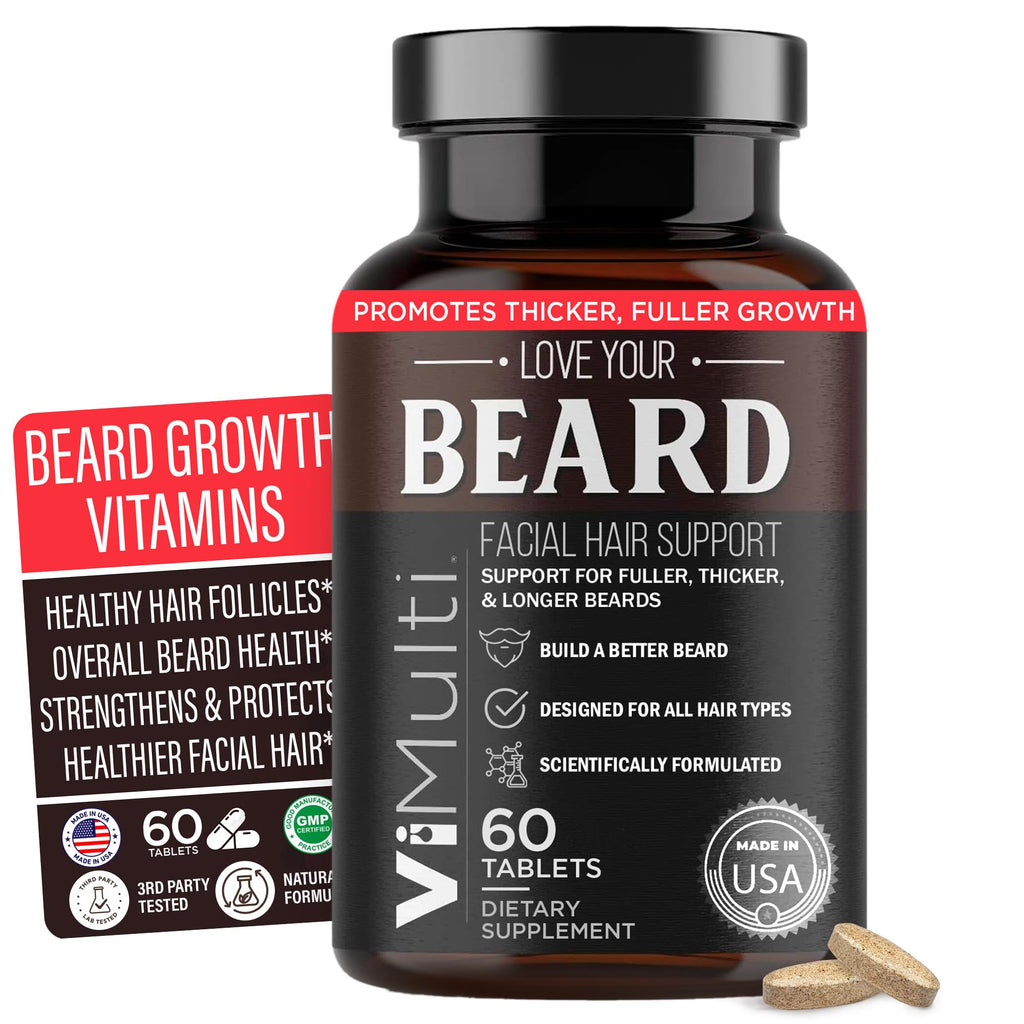 vimulti Love Your Beard Growth Vitamins – Thicker, Fuller, Healthier Facial Hair for Men