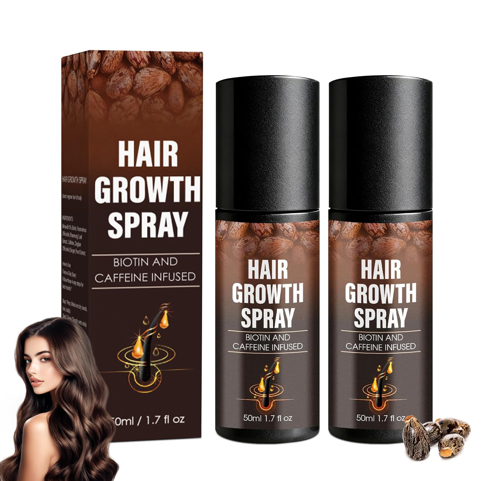 Vincofoo 2PC Hair Growth Spray – Natural Anti-Hair Loss for Thinning Hair