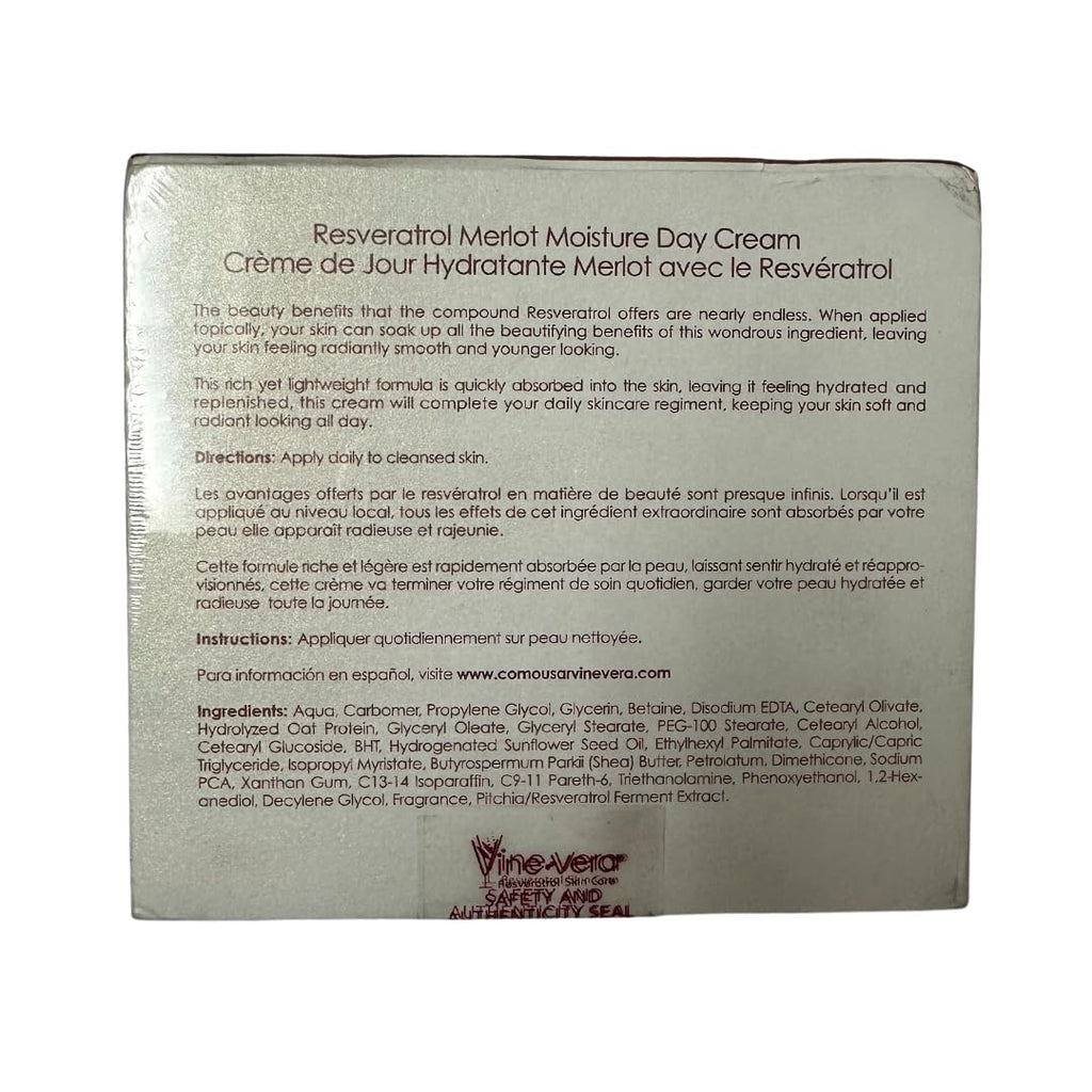 Vine Vera Merlot Day Cream – Resveratrol Anti-Aging Moisturizer (1.83 oz)