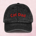 Cool quirky cat dad embroidered word Vintage effect Cotton Twill Cap