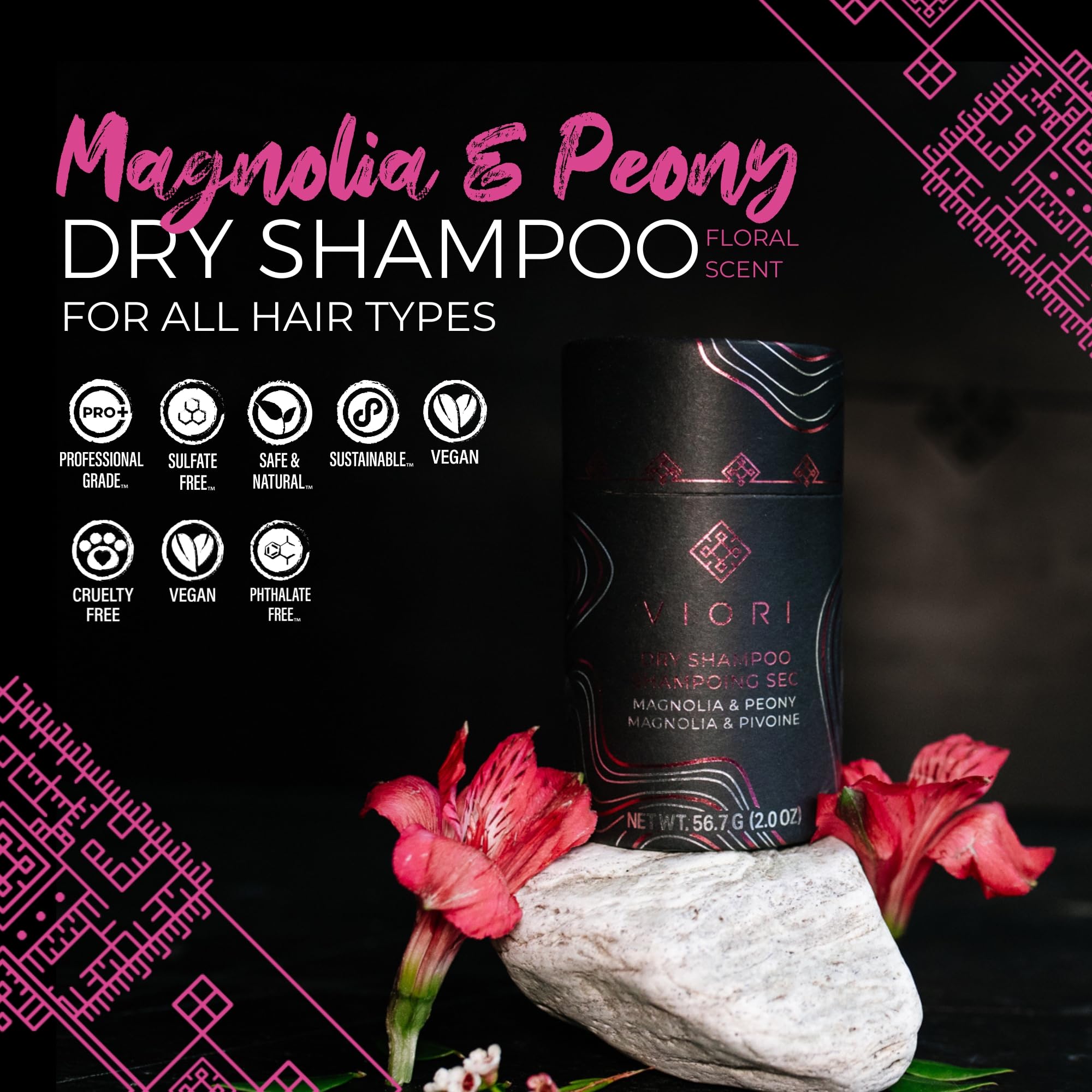 Viori Dry Shampoo Powder Magnolia & Peony – Quick Refresh, Volumizing & Odor Neutralizing