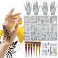 VIOXIA 12 Sheet Henna Tattoo Kit – 136 Patterns, 6 Cones in 3 Colors for Face & Body