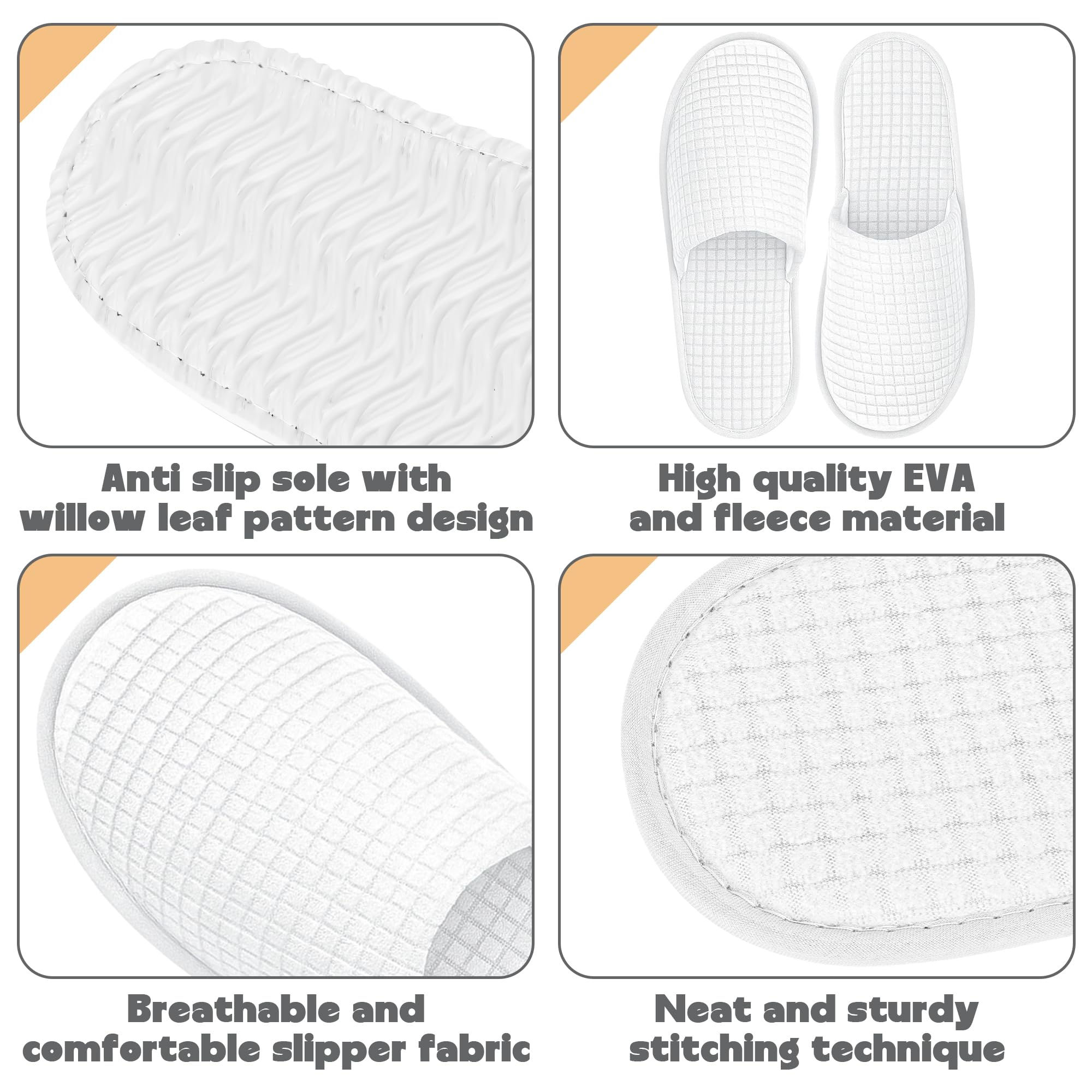 Vipay 12 Pairs Disposable Slippers for Guests – Breathable White Indoor Slippers (M/L)