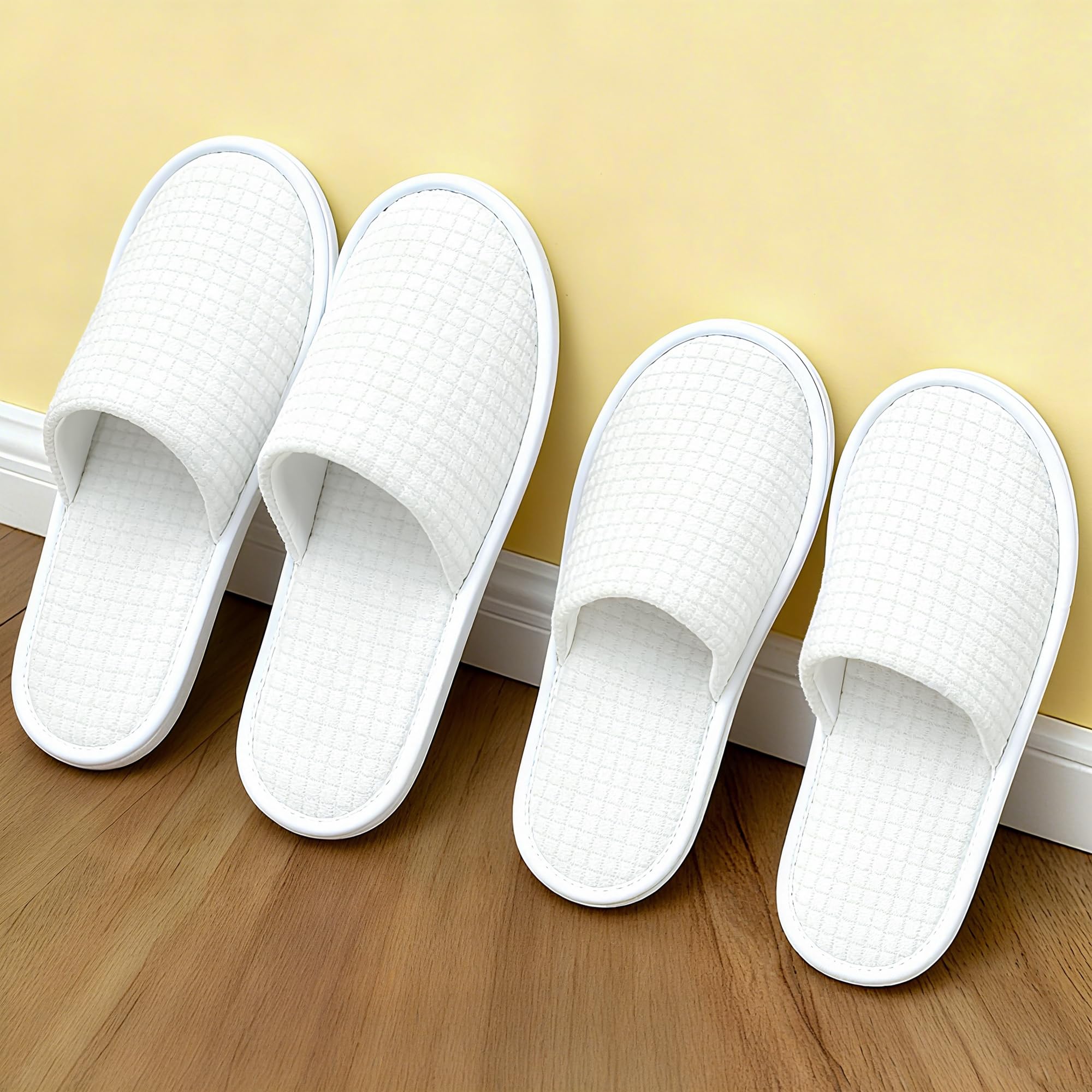 Vipay 20 Pairs White Disposable Slippers | Non-Slip, 2-Size Spa Slippers for Hotels and Travel