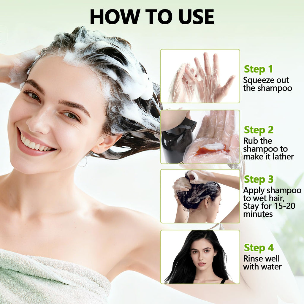 Vireo Color Black Hair Dye Shampoo for Gray Hair – 3 in 1 Herbal Color (Ammonia-Free)