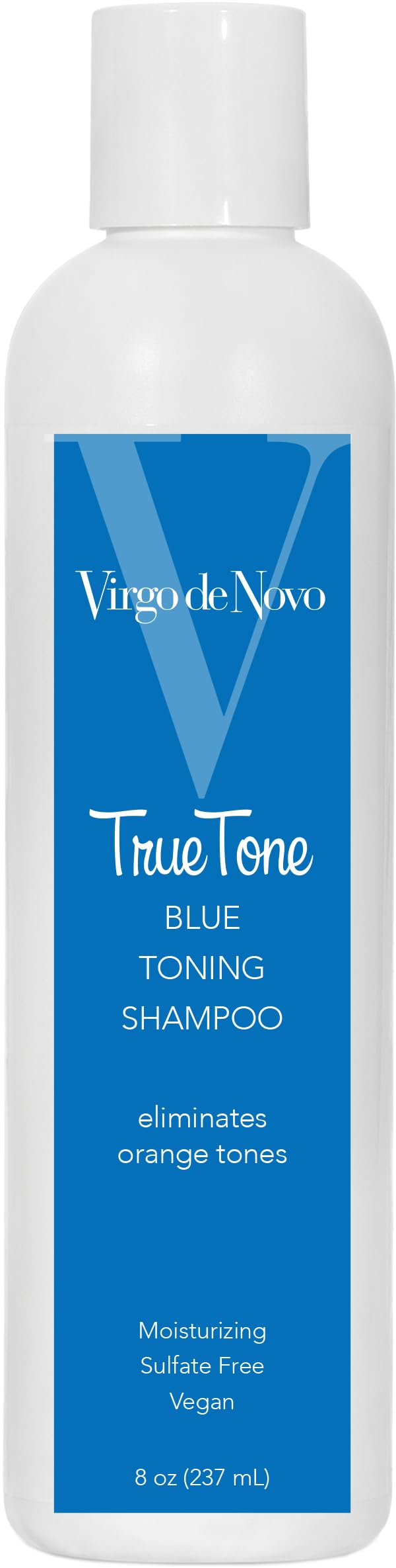 Virgo de Novo Blue Toning Shampoo 8 oz – Neutralizes Brass & Orange Tones (Sulfate-Free, Vegan)