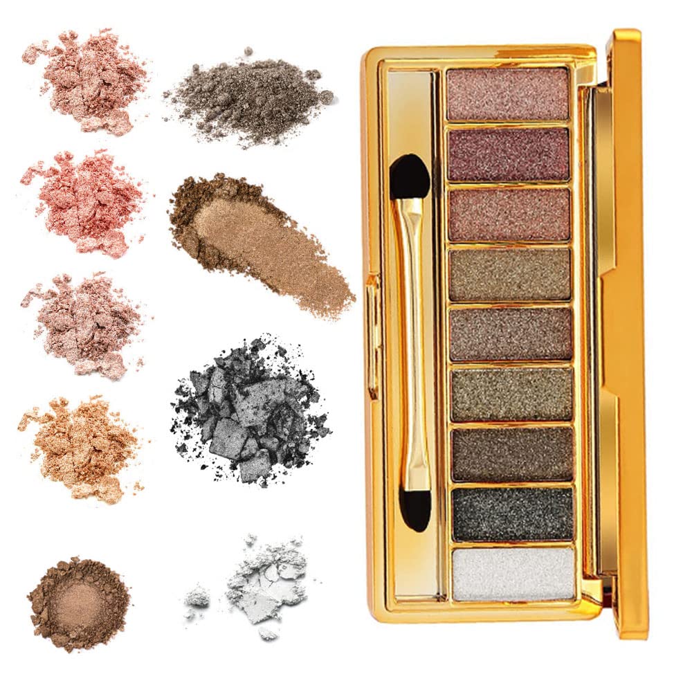 Virtegasas Glitter Eyeshadow Palette – 9 Shimmer Shades, Waterproof & Long-Lasting
