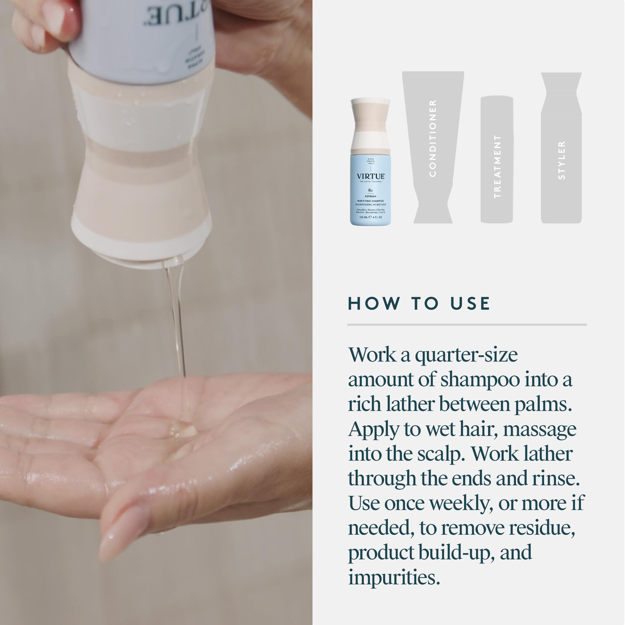 Virtue Clarifying Detox Shampoo — Sulfate-Free Weekly Detox with Alpha Keratin 60ku