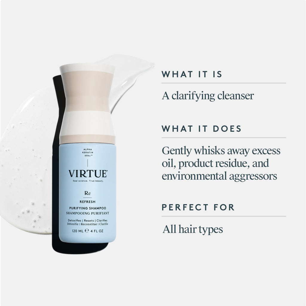 Virtue Clarifying Detox Shampoo — Sulfate-Free Weekly Detox with Alpha Keratin 60ku