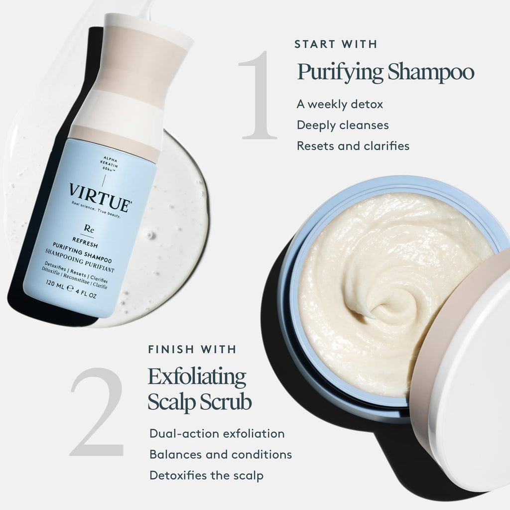 Virtue Clarifying Detox Shampoo — Sulfate-Free Weekly Detox with Alpha Keratin 60ku