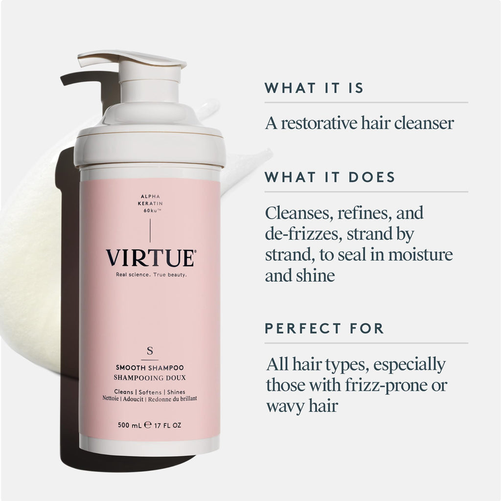 VIRTUE Smooth Sulfate-Free Shampoo for Frizz Control | Safe for All Hair Types