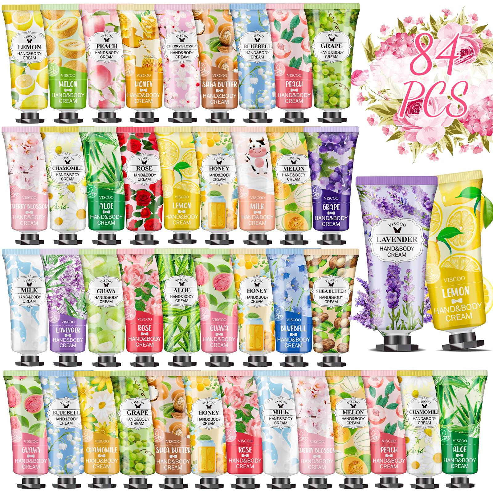 VISCOO 84-Pack Hand Cream Gifts Set for Women – Travel-Size Moisturizers in Bulk