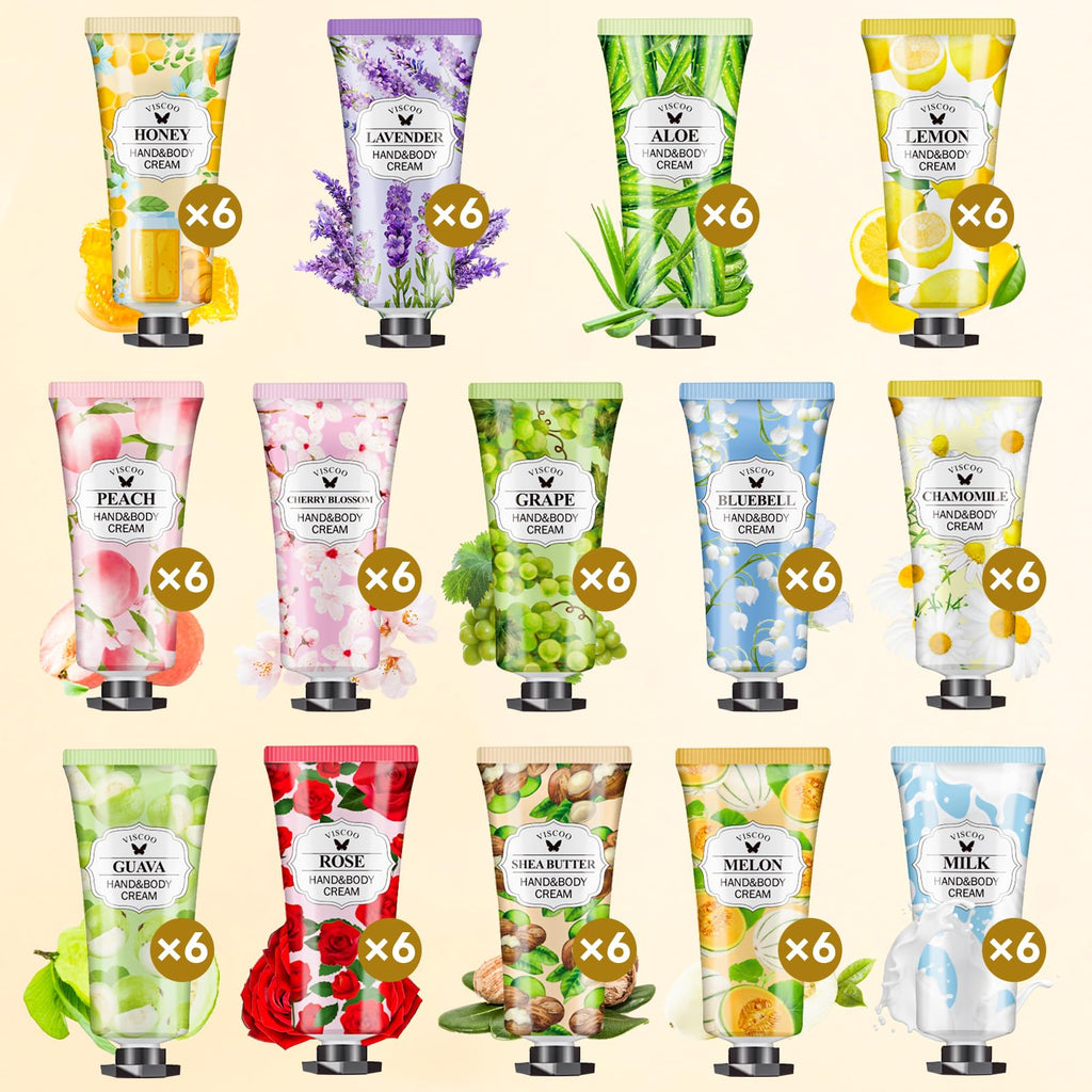 VISCOO 84-Pack Hand Cream Gifts Set for Women – Travel-Size Moisturizers in Bulk