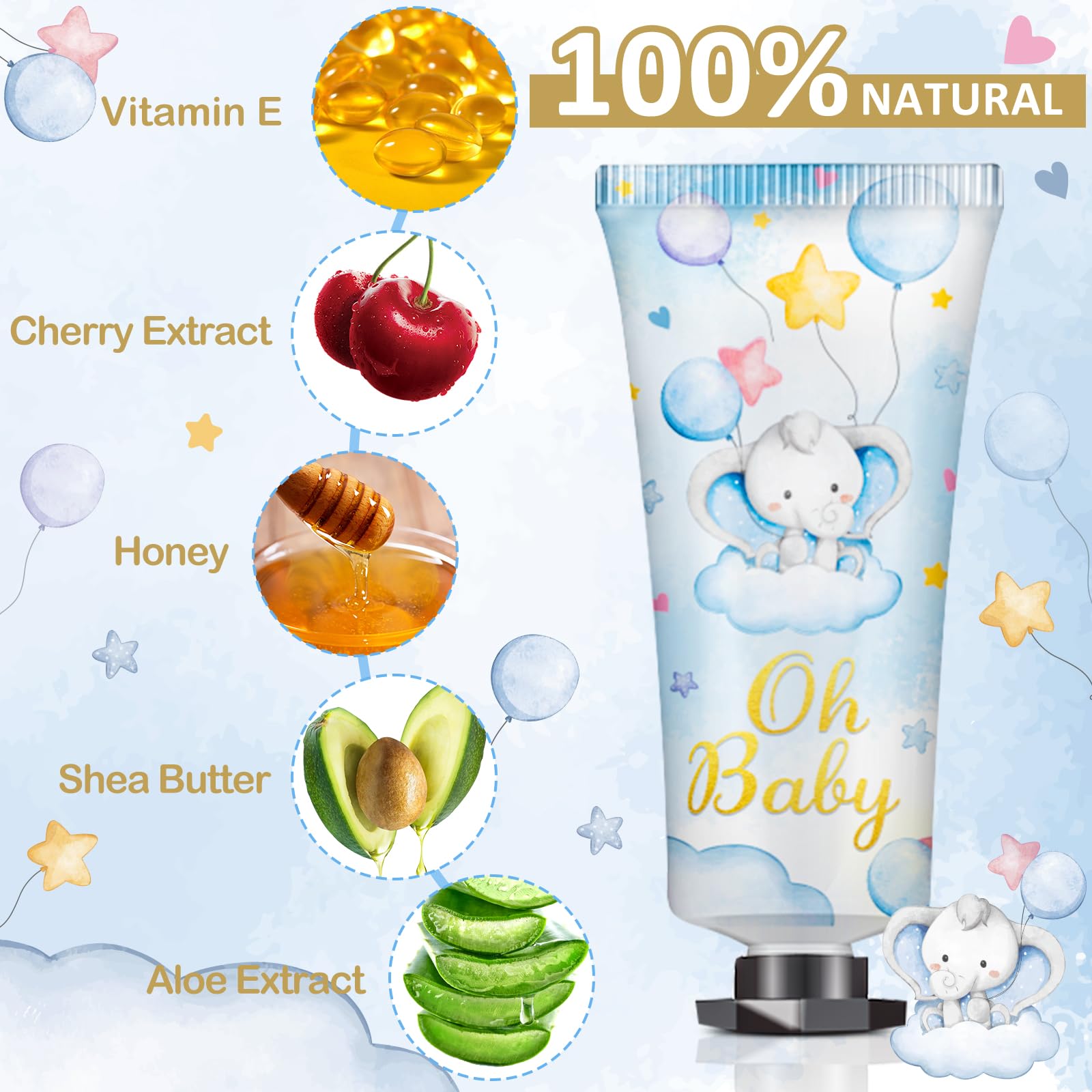 Viscoo 60-Set Baby Shower Hand Cream – Elephant Theme Party Favors