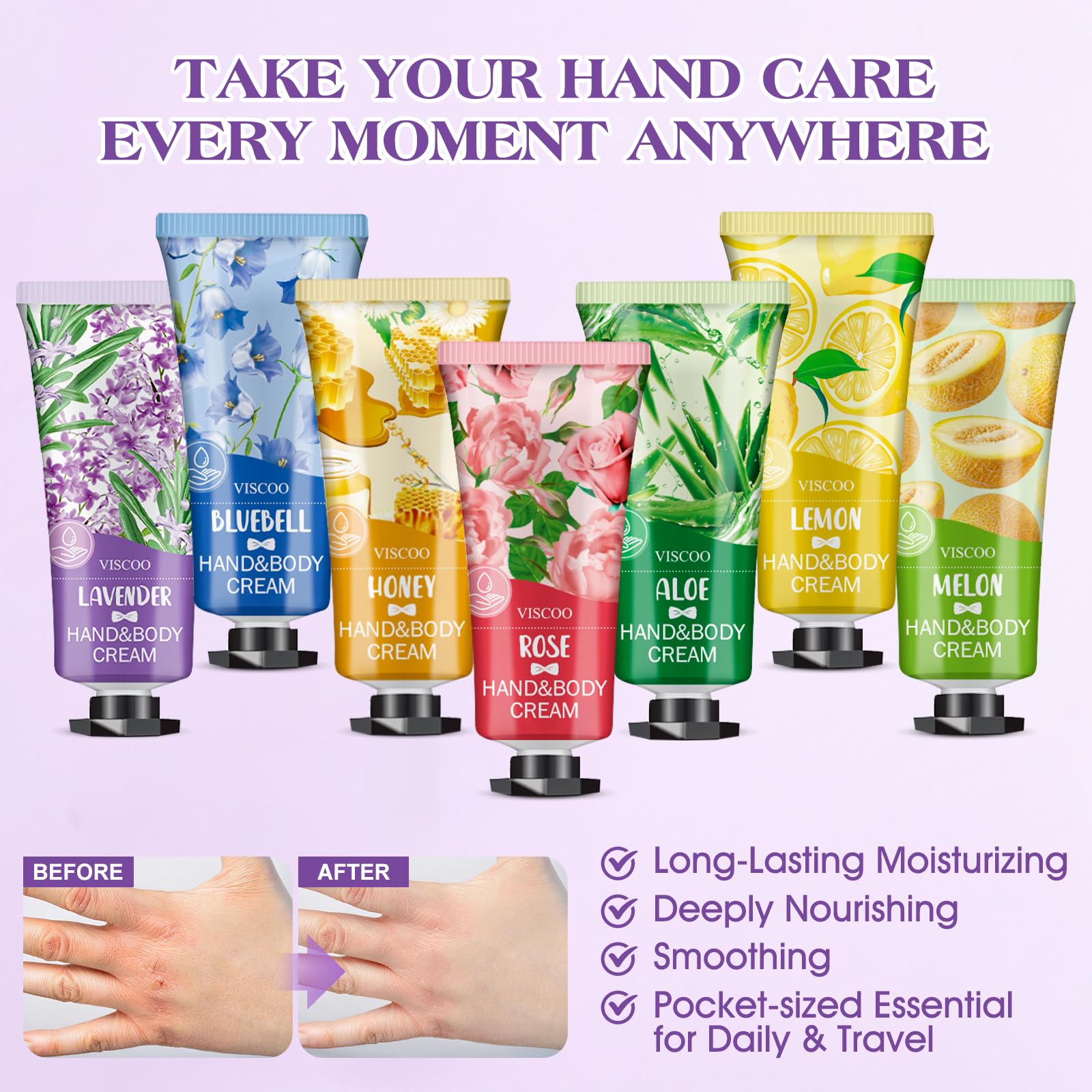 VISCOO 28 Pack Hand Cream Gift Set – 14 Fragrances, Travel-Size Moisturizers