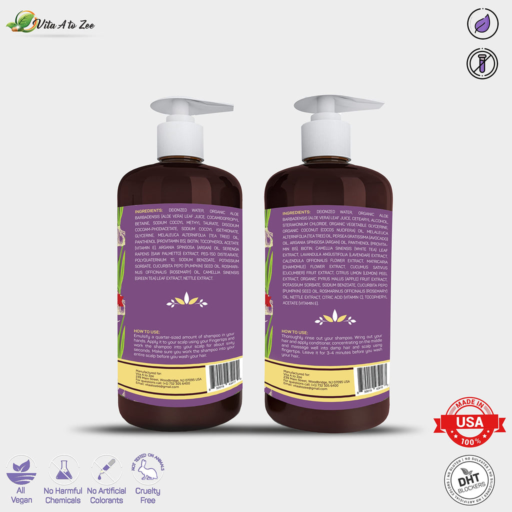 Vita A To Zee Garlic Shampoo & Conditioner with Anti DHT Blocker | Sulfate & Paraben Free, Vegan & Cruelty-Free