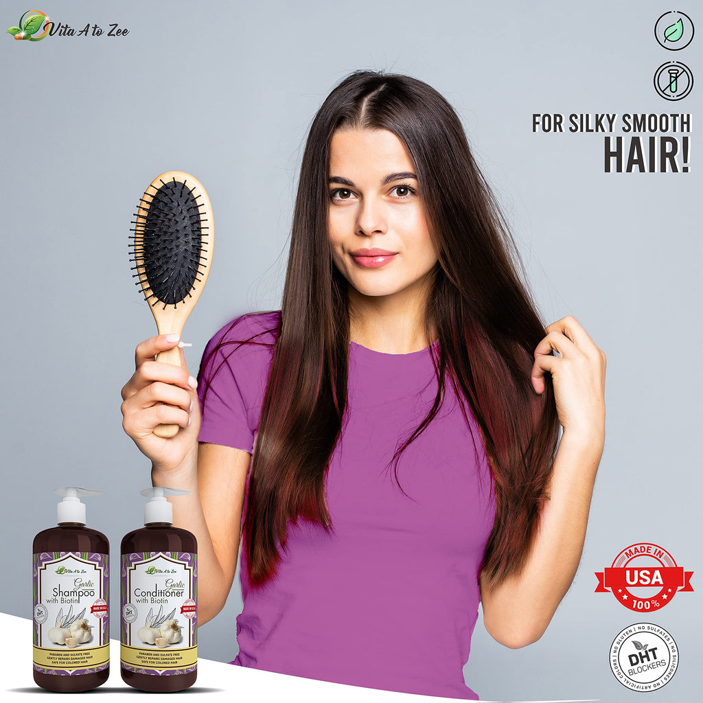 Vita A To Zee Garlic Shampoo & Conditioner with Anti DHT Blocker | Sulfate & Paraben Free, Vegan & Cruelty-Free