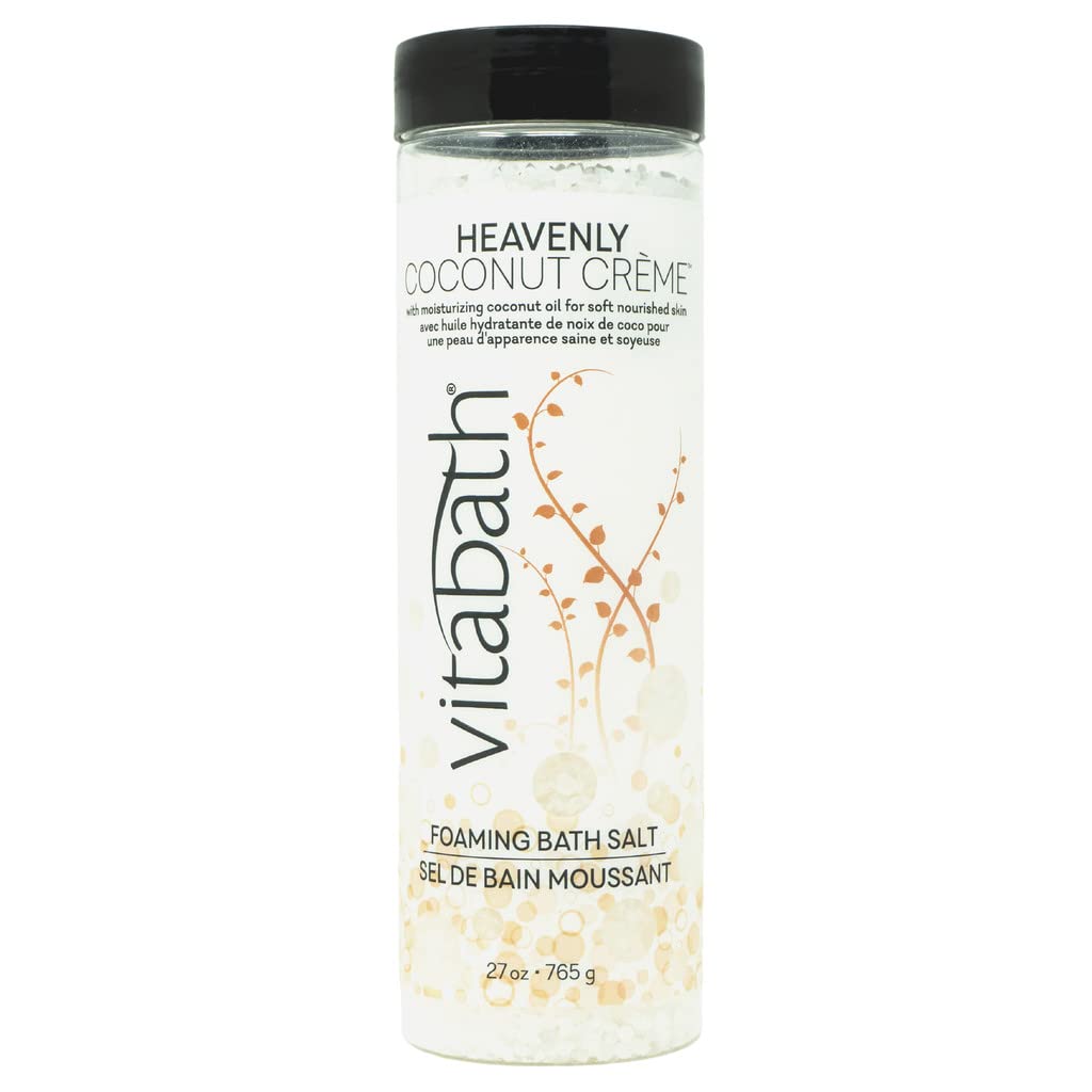 Vitabath Heavenly Coconut Creme Foaming Bath Salts – Relaxing Bubble Bath Aromatherapy, Skin Nourishment (27 oz)