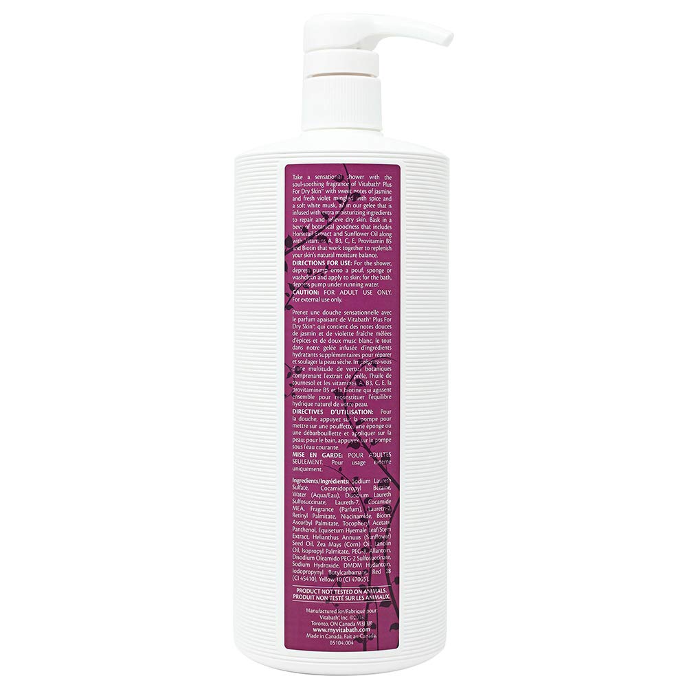 Vitabath Plus Dry Skin Moisturizing Bath & Shower Gel – Deep Hydration & Soothing Foam (21 oz)