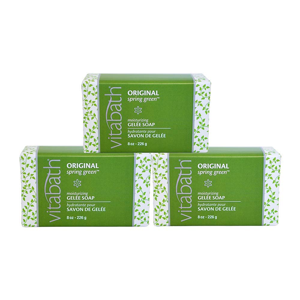 Vitabath Original Spring Green Gelee Bar Soap – Moisturizing Gel Cleanser & Hydrating Solid Body Wash (3 x 8oz)