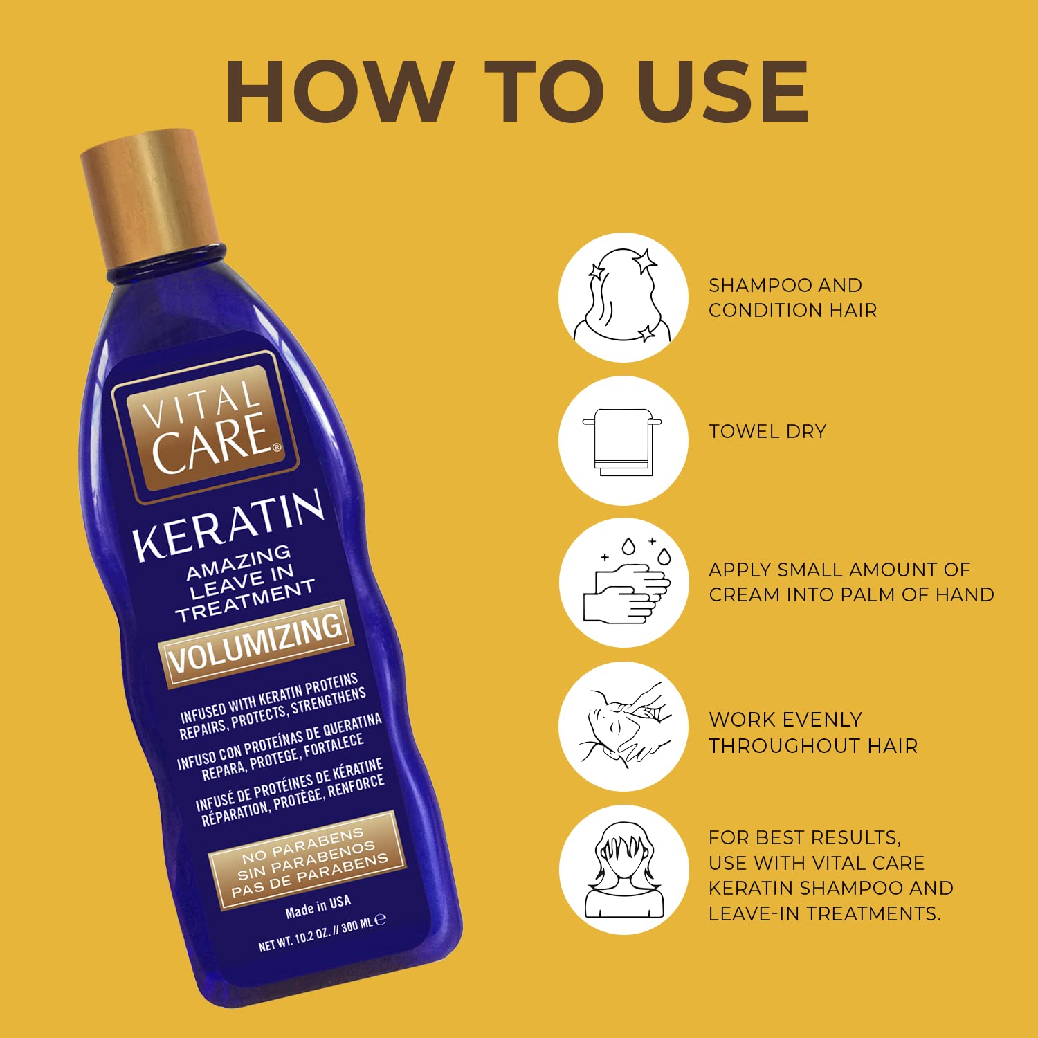Vital Care Keratin Amazing Volumizing Treatment – Gentle Daily Keratin, Hydration & Repair