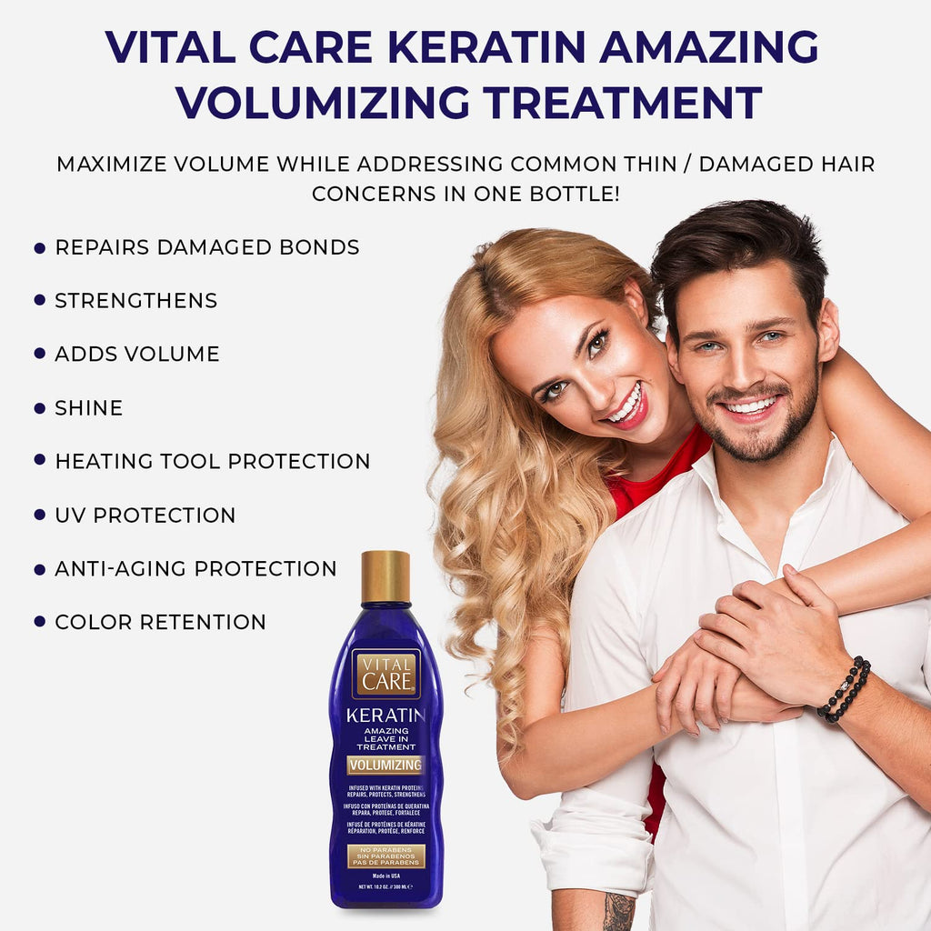 Vital Care Keratin Amazing Volumizing Treatment – Gentle Daily Keratin, Hydration & Repair