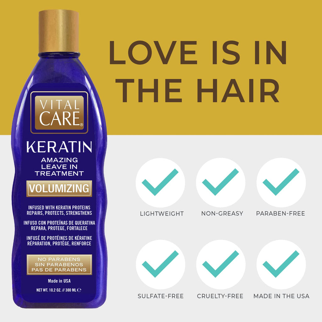 Vital Care Keratin Amazing Volumizing Treatment – Gentle Daily Keratin, Hydration & Repair
