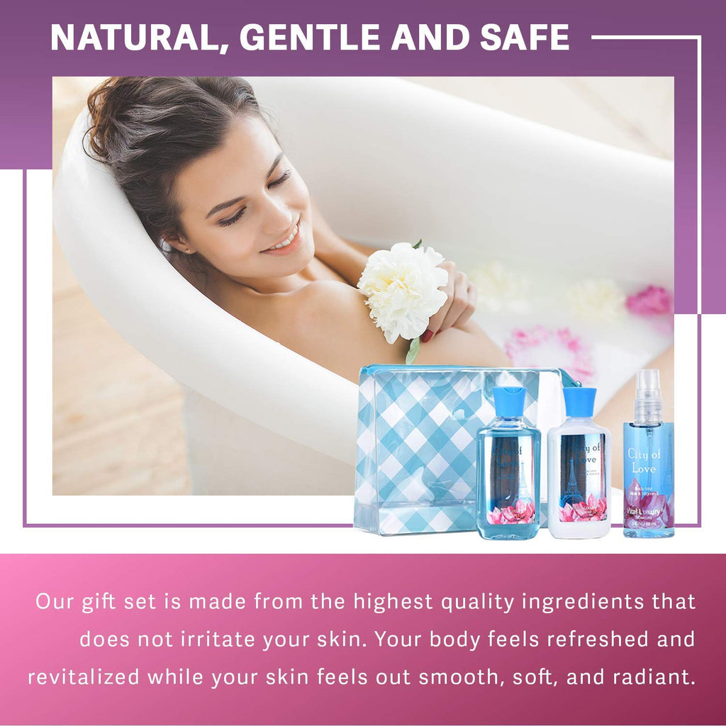 Vital Luxury Bath & Body Travel Set – City of Love: Shower Gel, Lotion, Mist