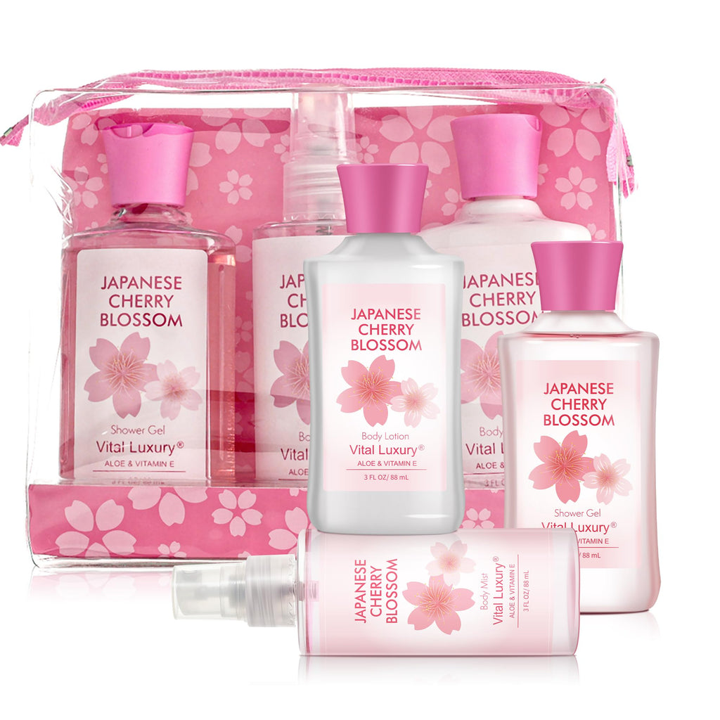 Vital Luxury 3pc Bath & Body Travel Gift Set – Japanese Cherry Blossom