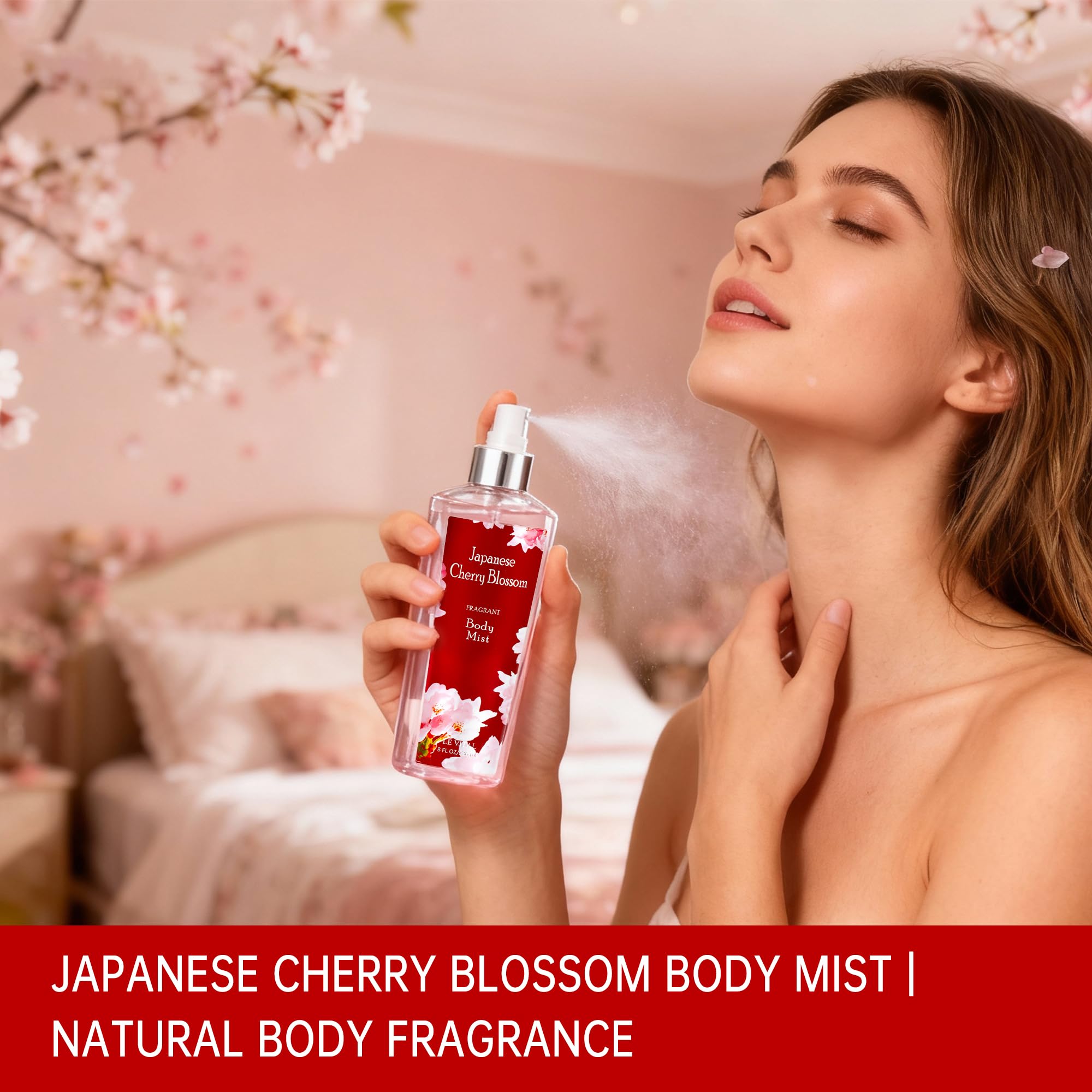 Vital Luxury Japanese Cherry Blossom Bath & Body Care Set – Mist & Cream (8 oz each)