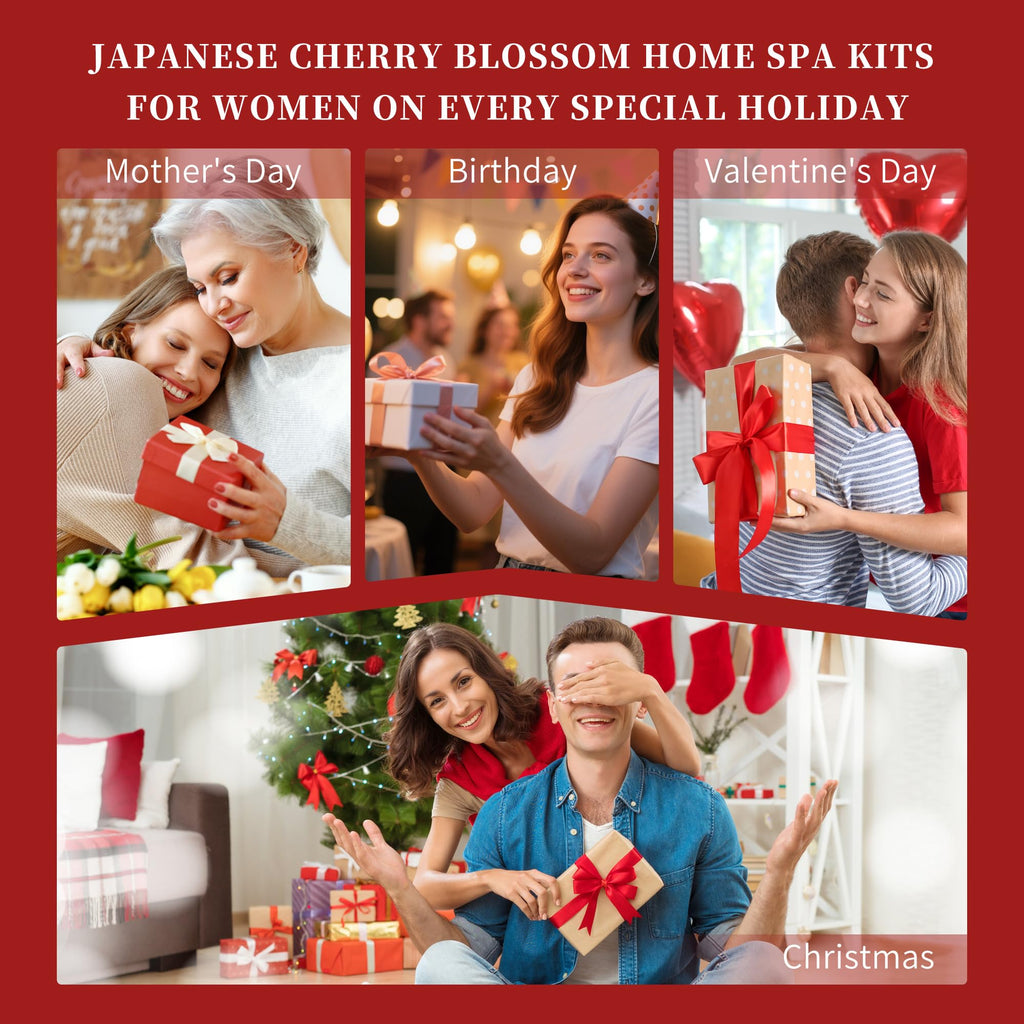 Vital Luxury Christmas Bath & Body Gift Set – Japanese Cherry Blossom Spa Kit (Gel, Lotion, Mist)