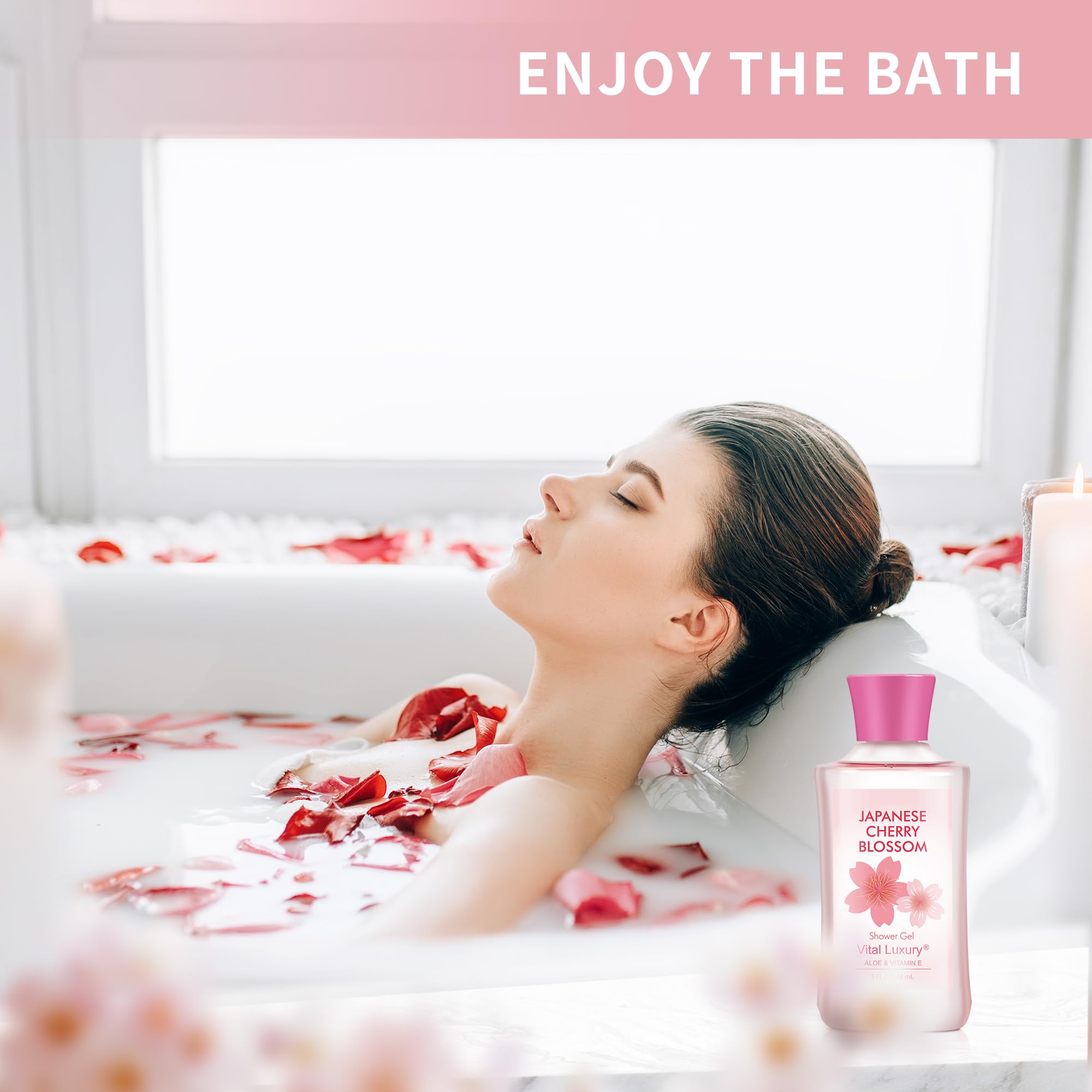Vital Luxury Bath & Body Gift Set – Japanese Cherry Blossom, 3-Piece Travel Size Trio