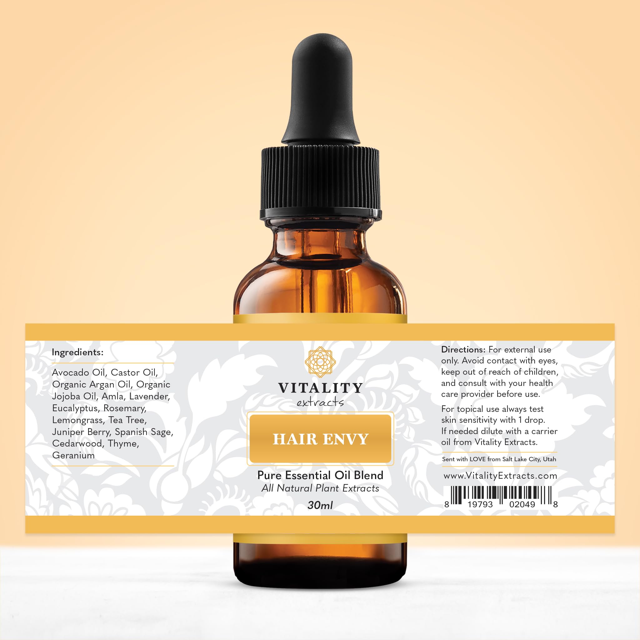 Vitality Hair Envy - Natural Hair Growth Serum with 15 Plant Extracts | 100% Pure Essential Oils