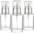 VitalUp 1 Oz 30ml Refillable Glass Lotion Pump Bottle with Silver Cap – Pack of 3