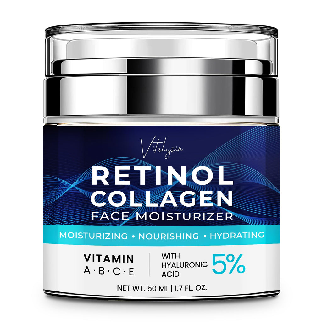 Vitalysin Face Moisturizer for Aging Skin – Retinol, Collagen & Hyaluronic Acid, 1.7 fl oz, Unscented